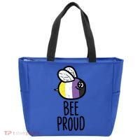 Bee Proud Nonbinary Pride Non Binary Enby Nb Flag Lgbtq Funny Gift Tote Bag thumb 0