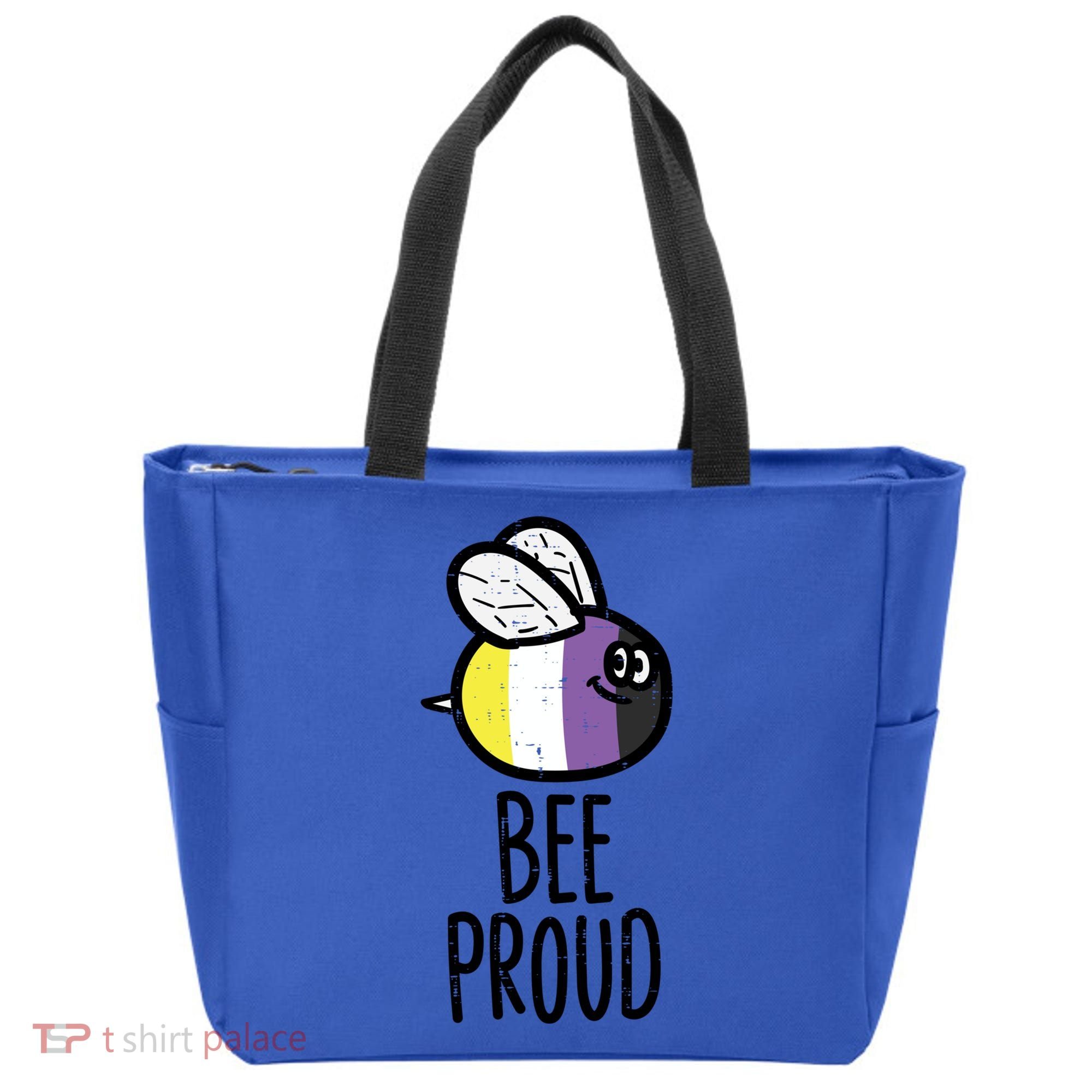 Bee Proud Nonbinary Pride Non Binary Enby Nb Flag Lgbtq Funny Gift Tote Bag