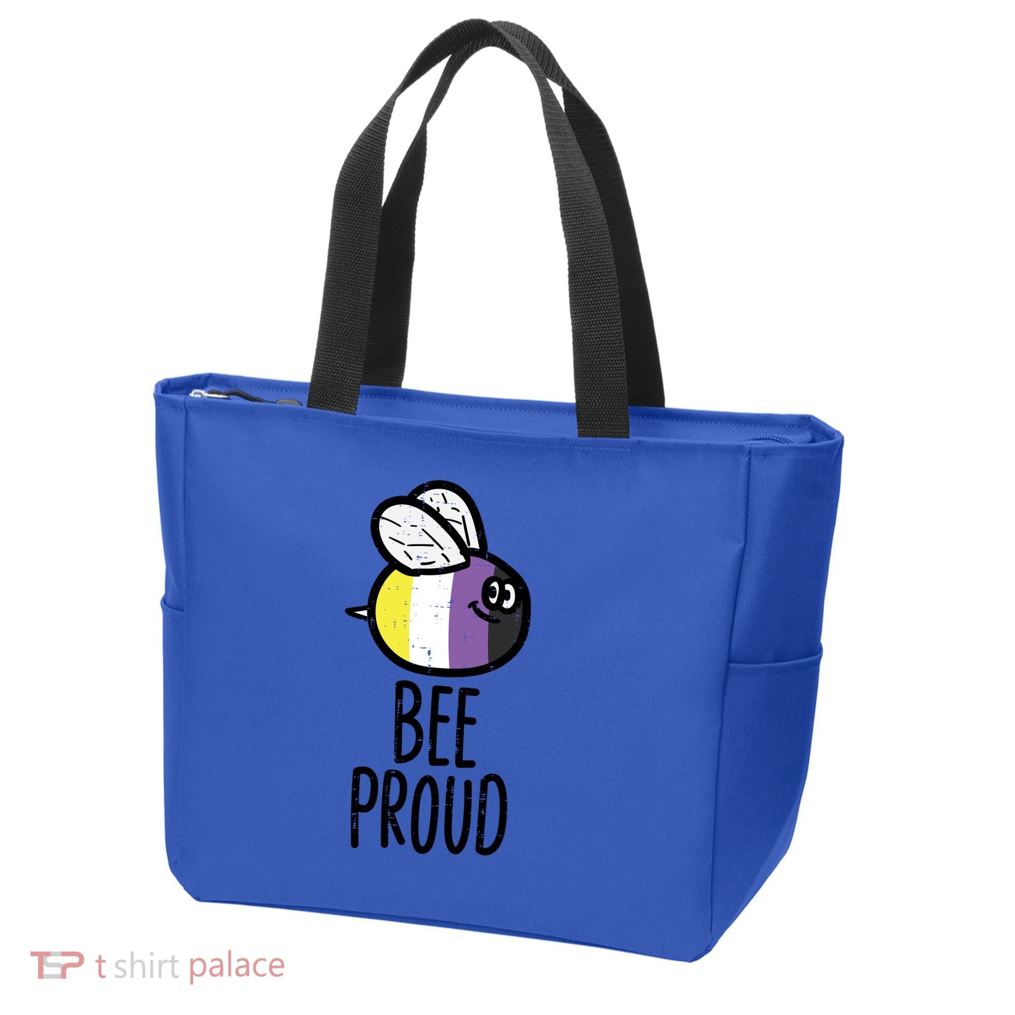 Bee Proud Nonbinary Pride Non Binary Enby Nb Flag Lgbtq Funny Gift Tote Bag