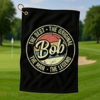 Bob Personal Name First Name Retro Bob Golf Towel thumb 1