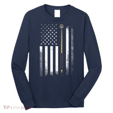 Billiards Pool Player Table USA US American Flag Long Sleeve Shirt