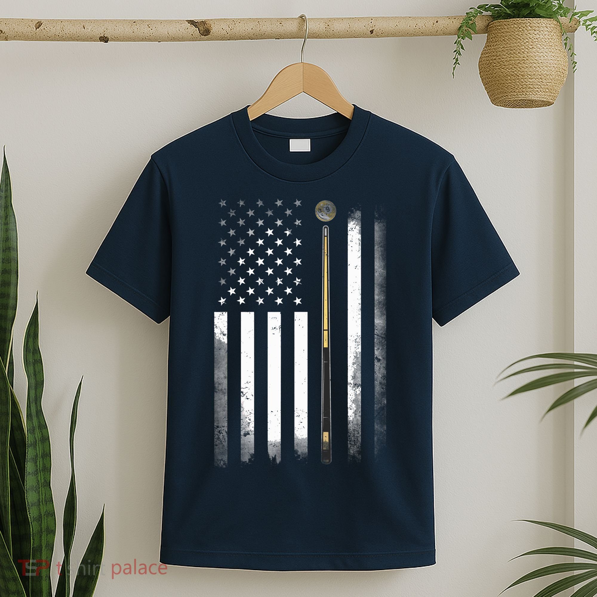 Billiards Pool Player Table USA US American Flag T-Shirt