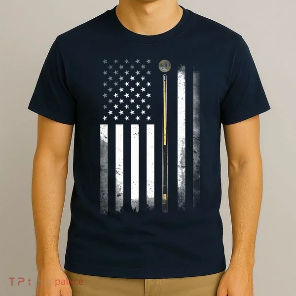Billiards Pool Player Table USA US American Flag T-Shirt