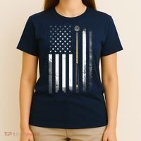 Billiards Pool Player Table USA US American Flag T-Shirt thumb 4