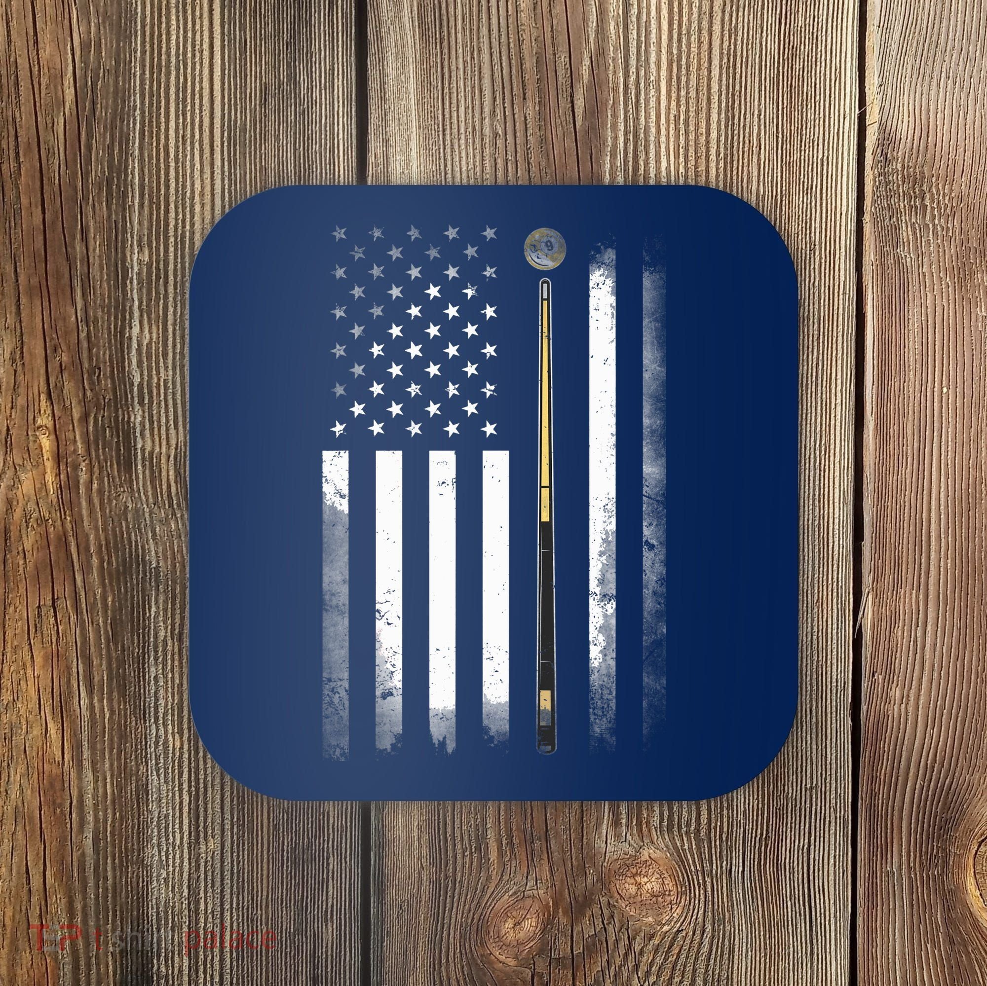 Billiards Pool Player Table USA US American Flag Coaster