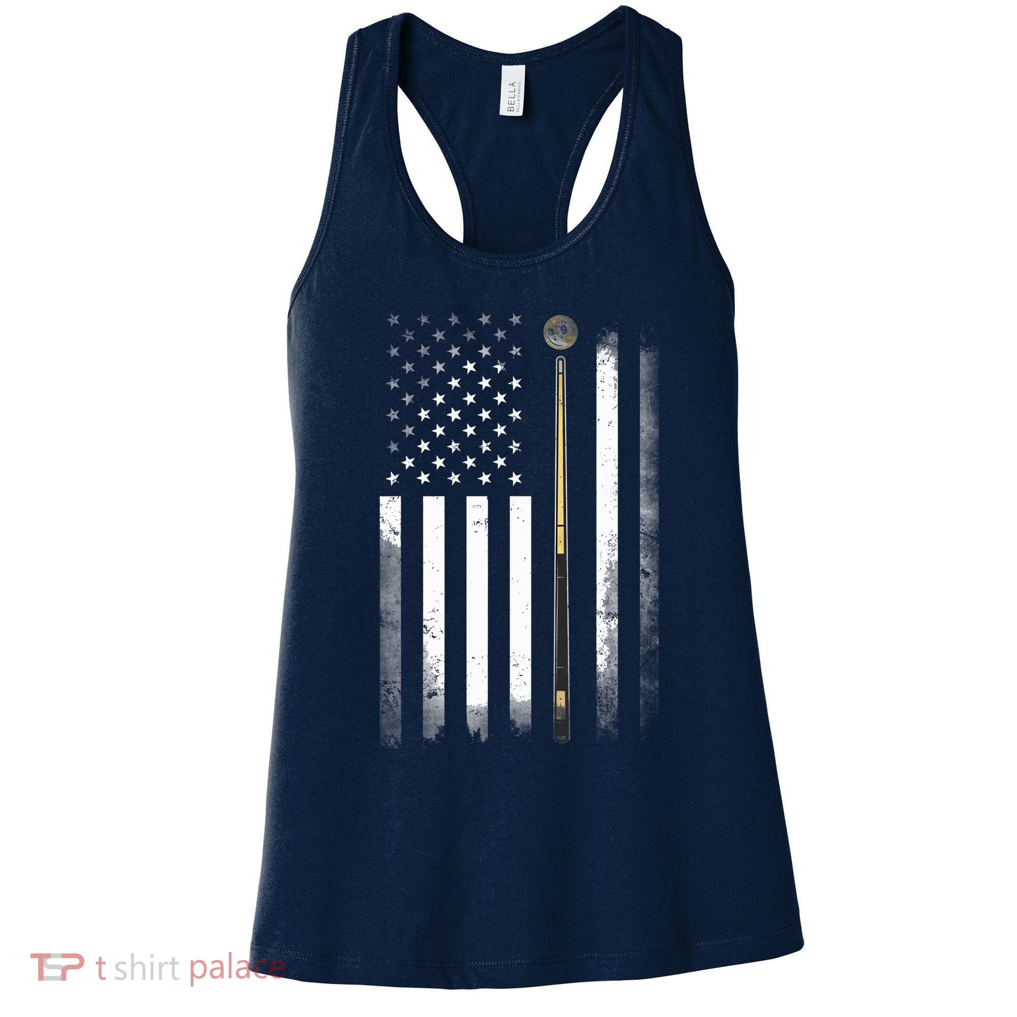 Billiards Pool Player Table USA US American Flag Women's Tank Top