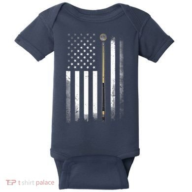 Billiards Pool Player Table USA US American Flag Baby Bodysuit