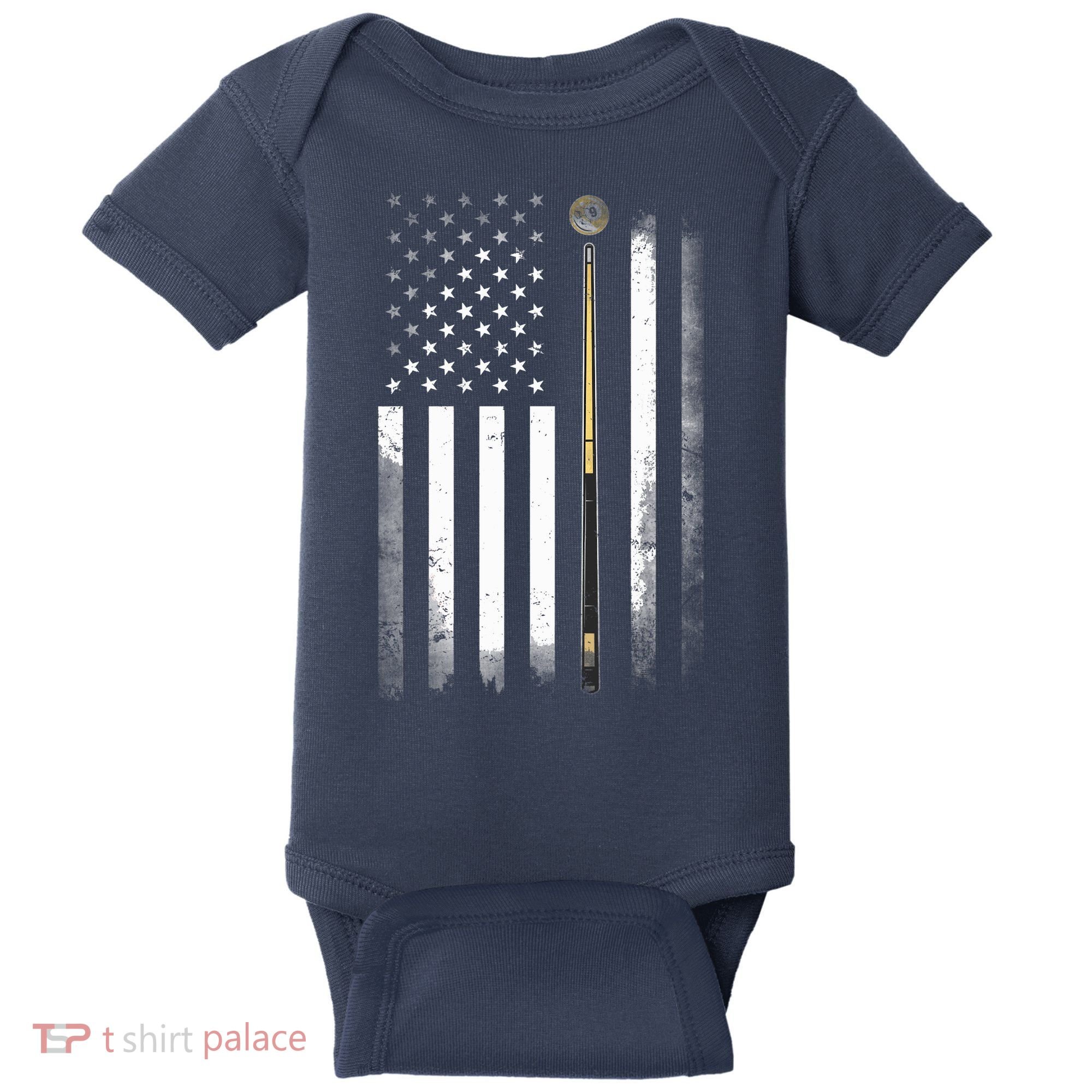 Billiards Pool Player Table USA US American Flag Baby Bodysuit