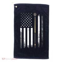 Billiards Pool Player Table USA US American Flag Golf Towel thumb 0