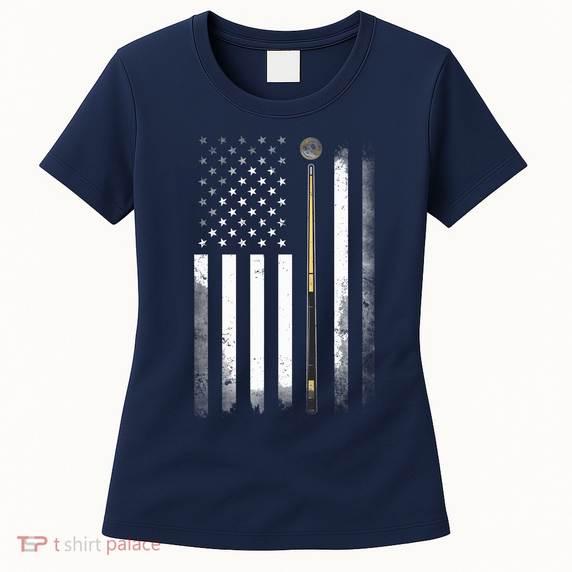 Billiards Pool Player Table USA US American Flag Women's T-Shirt