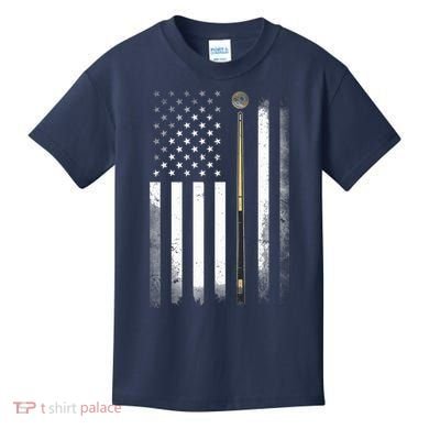 Billiards Pool Player Table USA US American Flag Kids T-Shirt