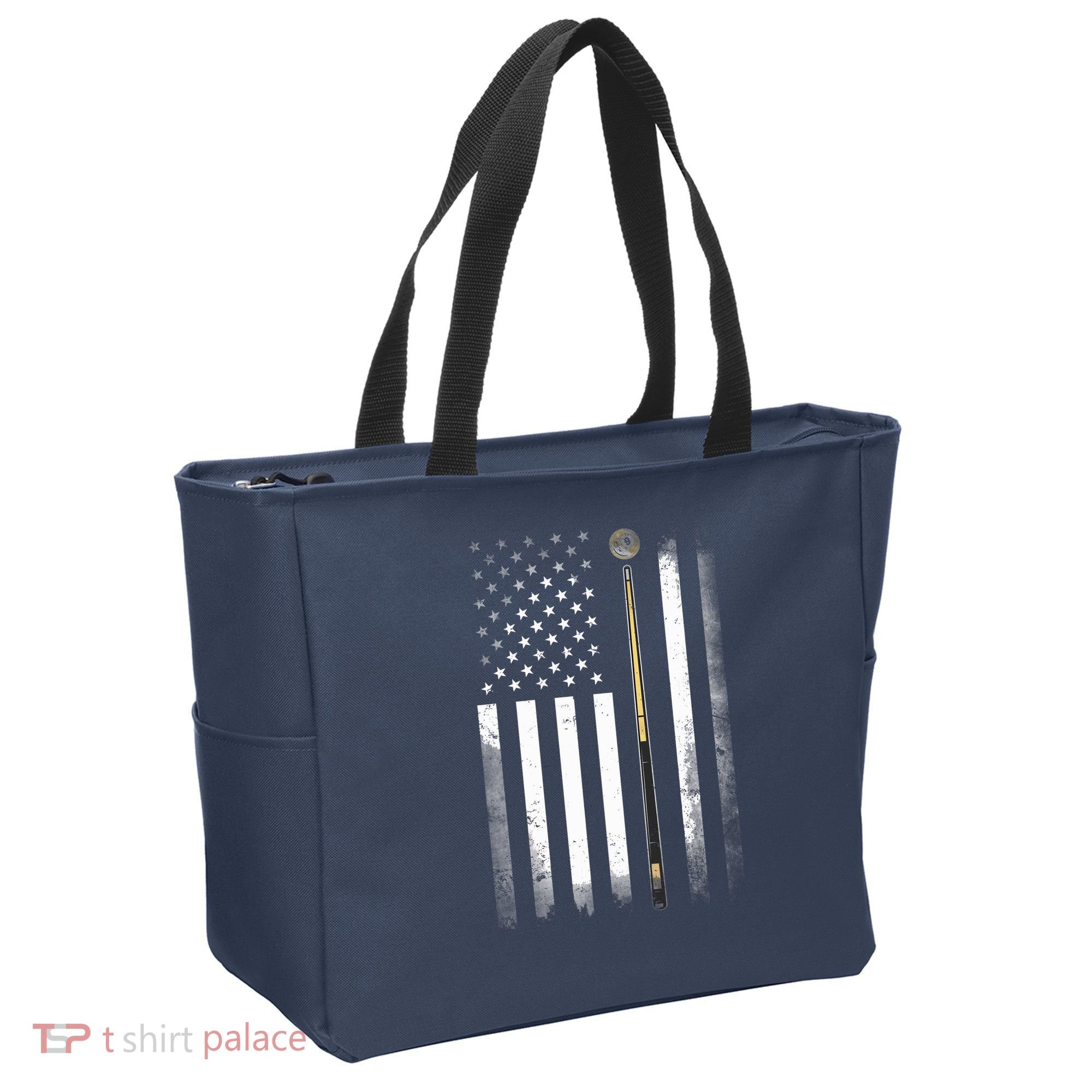 Billiards Pool Player Table USA US American Flag Tote Bag