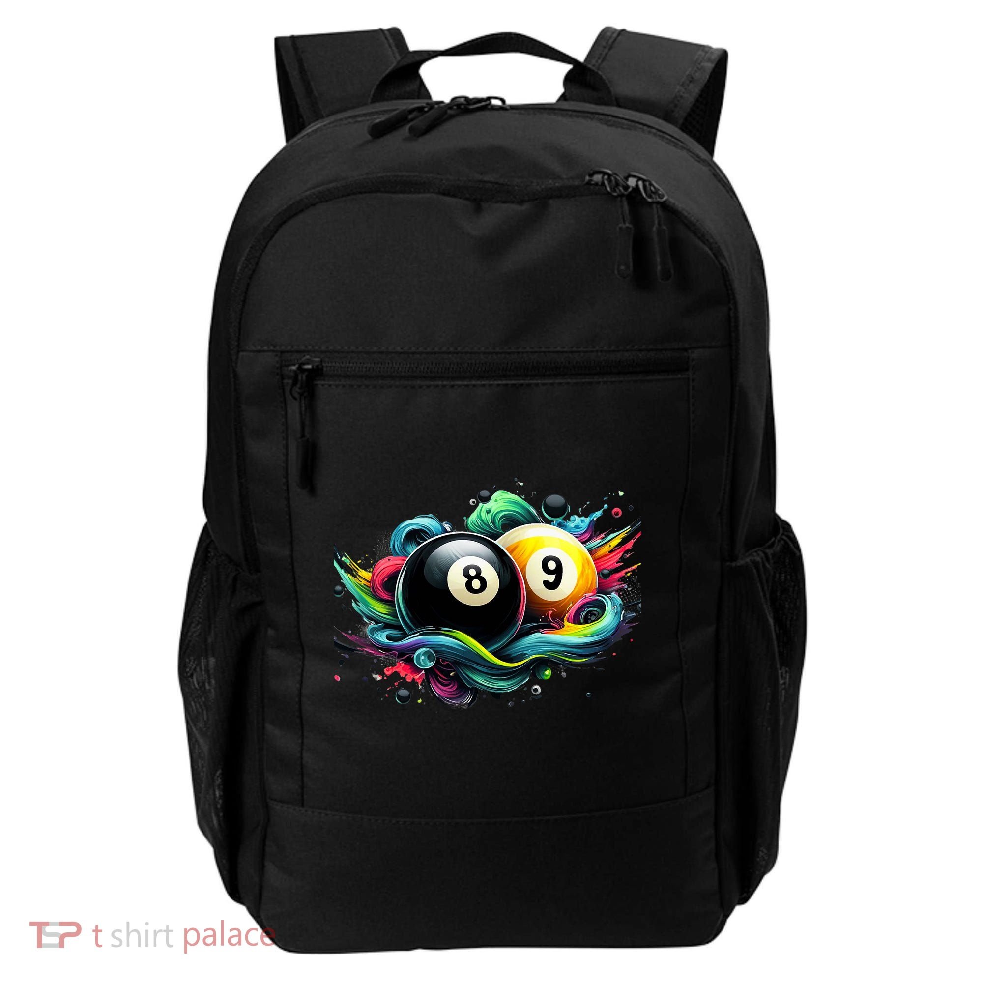 Billiards Pool Player 8 Ball 9 Ball Paint Art Billiard Balls Backpack