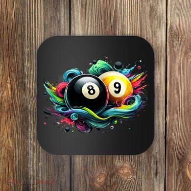 Billiards Pool Player 8 Ball 9 Ball Paint Art Billiard Balls Coaster
