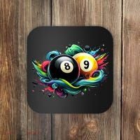 Billiards Pool Player 8 Ball 9 Ball Paint Art Billiard Balls Coaster thumb 0