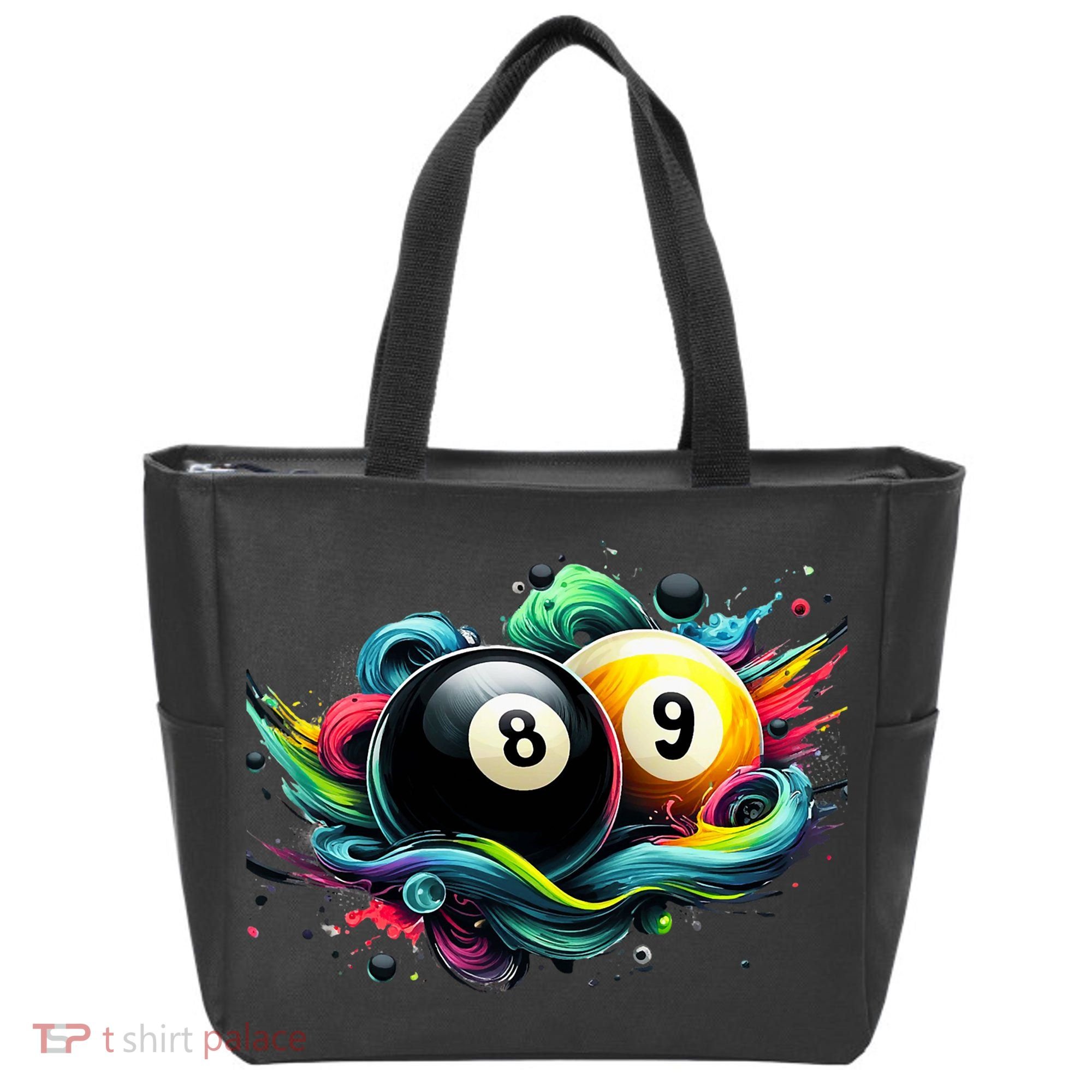 Billiards Pool Player 8 Ball 9 Ball Paint Art Billiard Balls Tote Bag