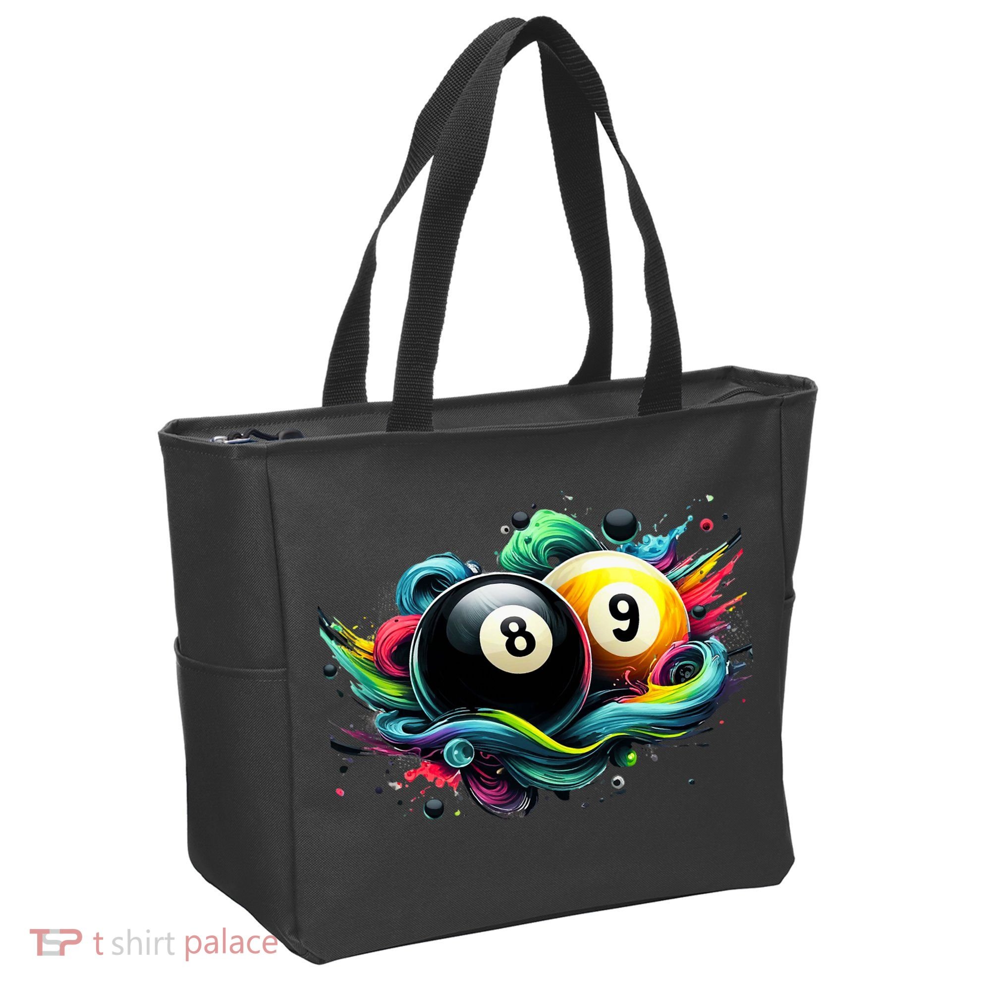 Billiards Pool Player 8 Ball 9 Ball Paint Art Billiard Balls Tote Bag