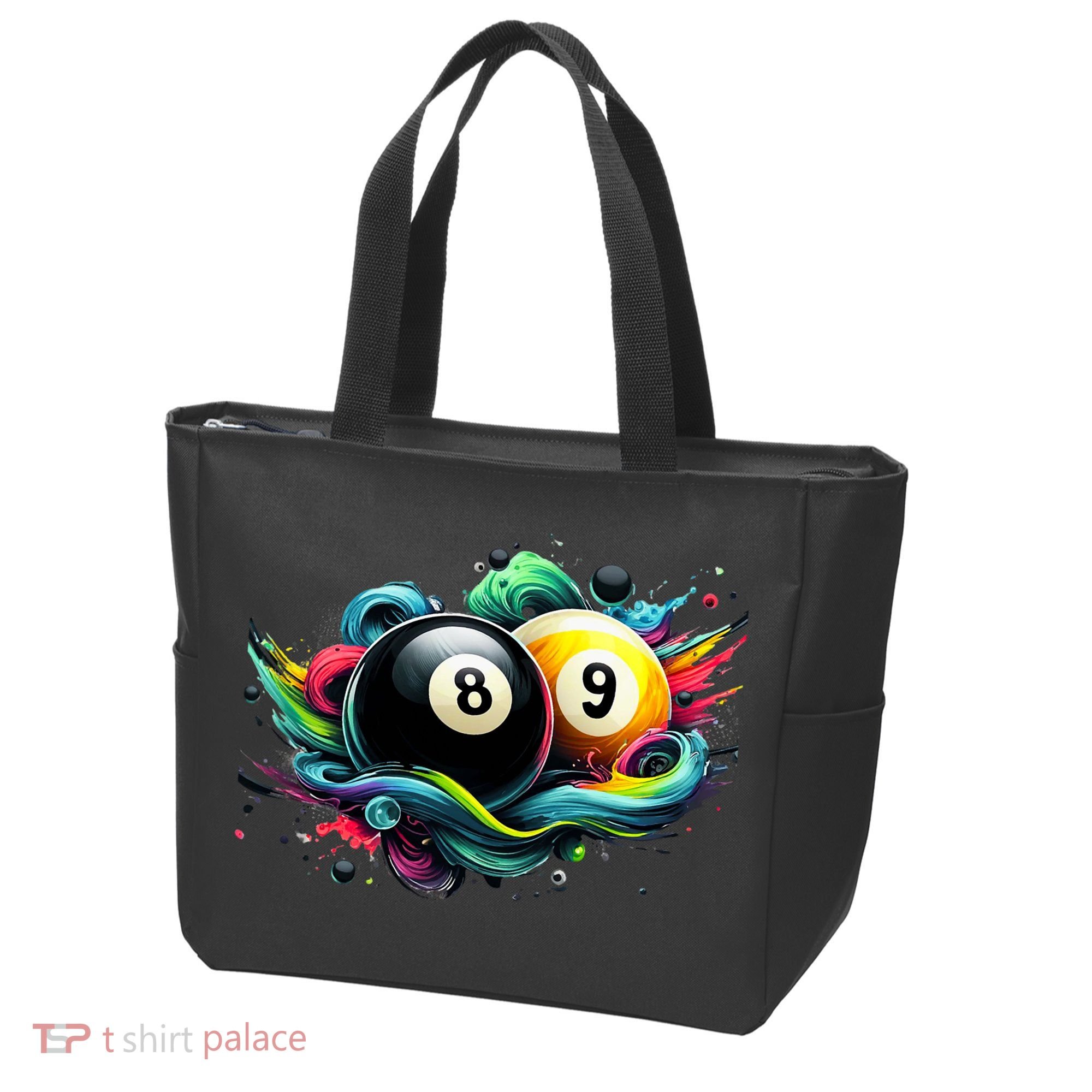 Billiards Pool Player 8 Ball 9 Ball Paint Art Billiard Balls Tote Bag
