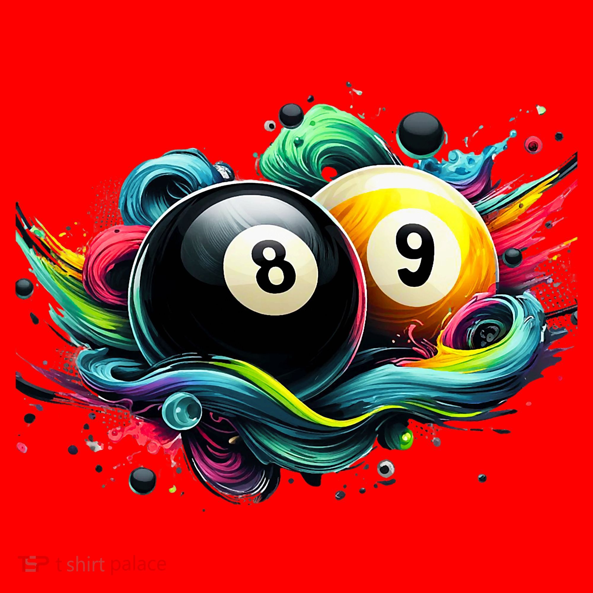 Billiards Pool Player 8 Ball 9 Ball Paint Art Billiard Balls Santa Hat