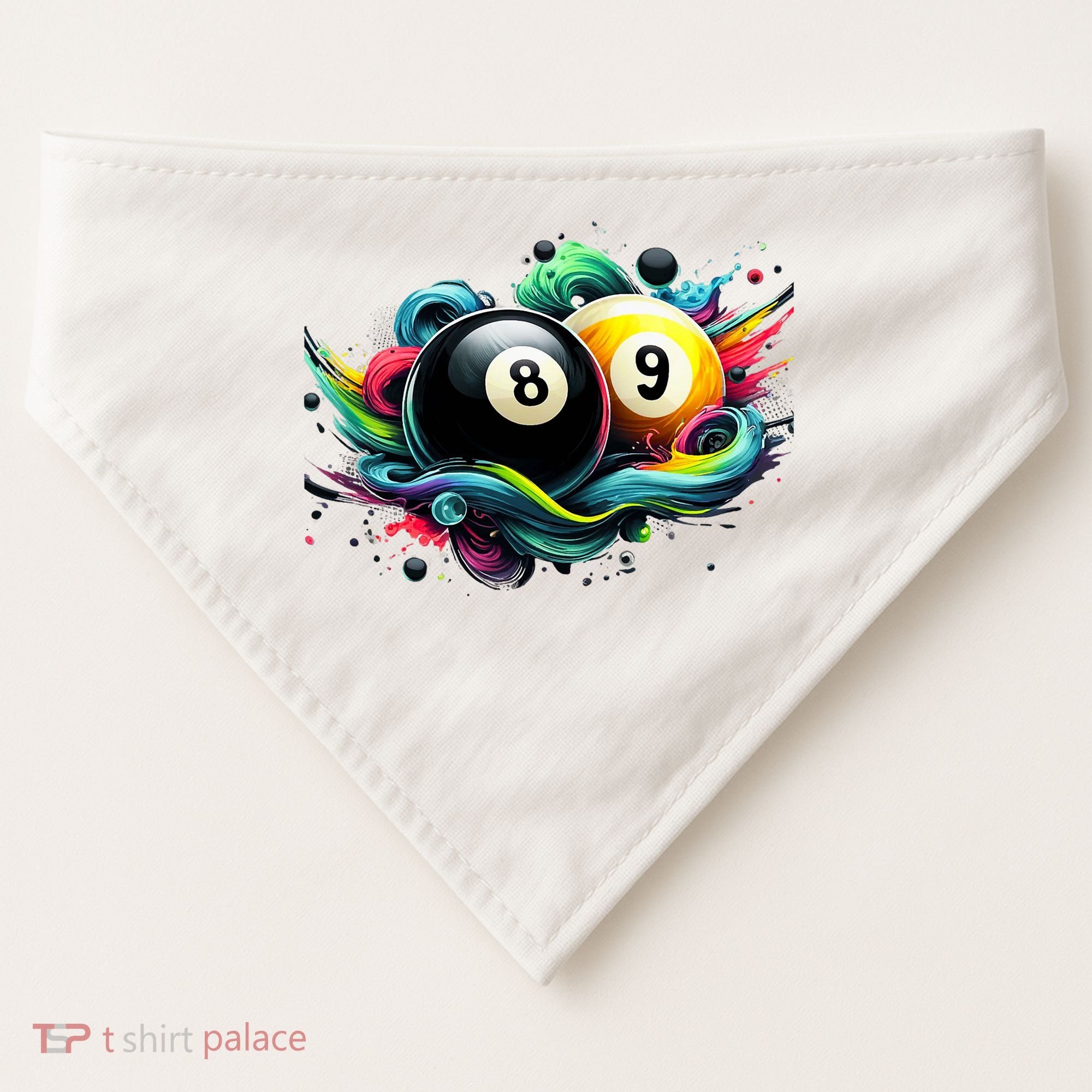 Billiards Pool Player 8 Ball 9 Ball Paint Art Billiard Balls USA-Made Doggie Bandana