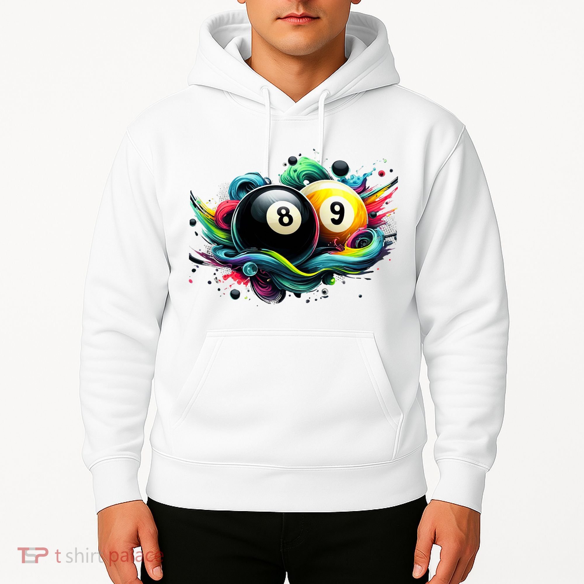 Billiards Pool Player 8 Ball 9 Ball Paint Art Billiard Balls Hoodie