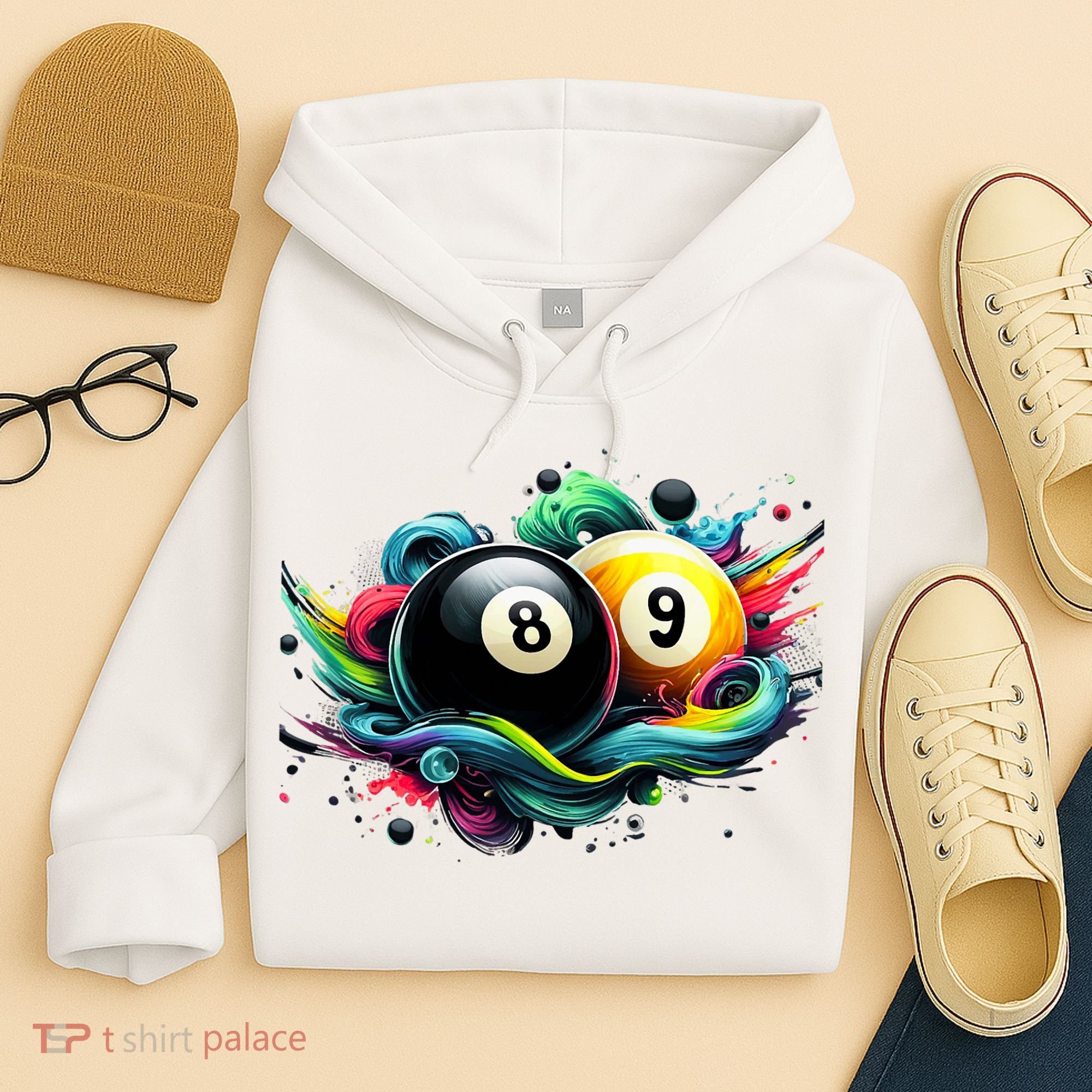 Billiards Pool Player 8 Ball 9 Ball Paint Art Billiard Balls Hoodie