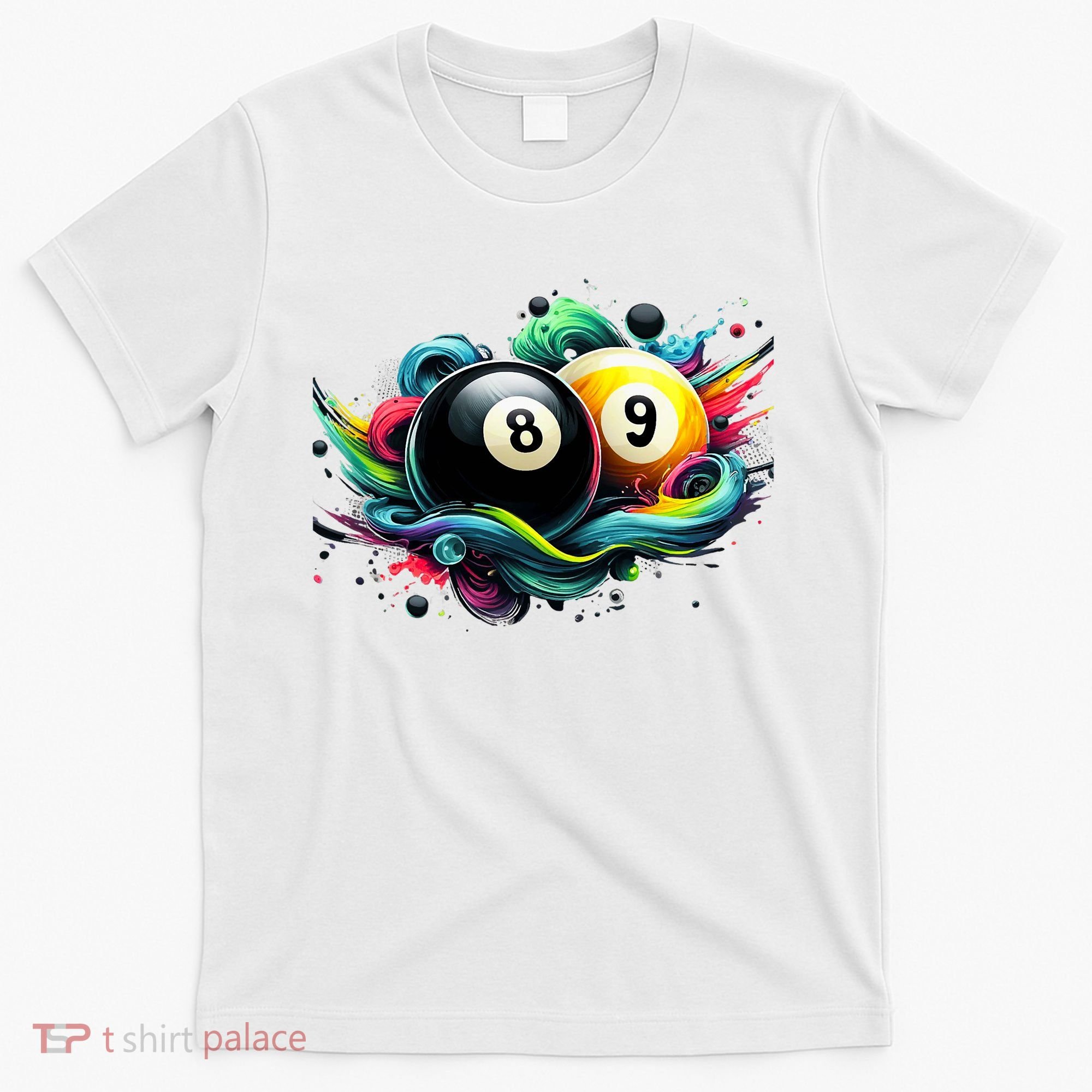 Billiards Pool Player 8 Ball 9 Ball Paint Art Billiard Balls T-Shirt