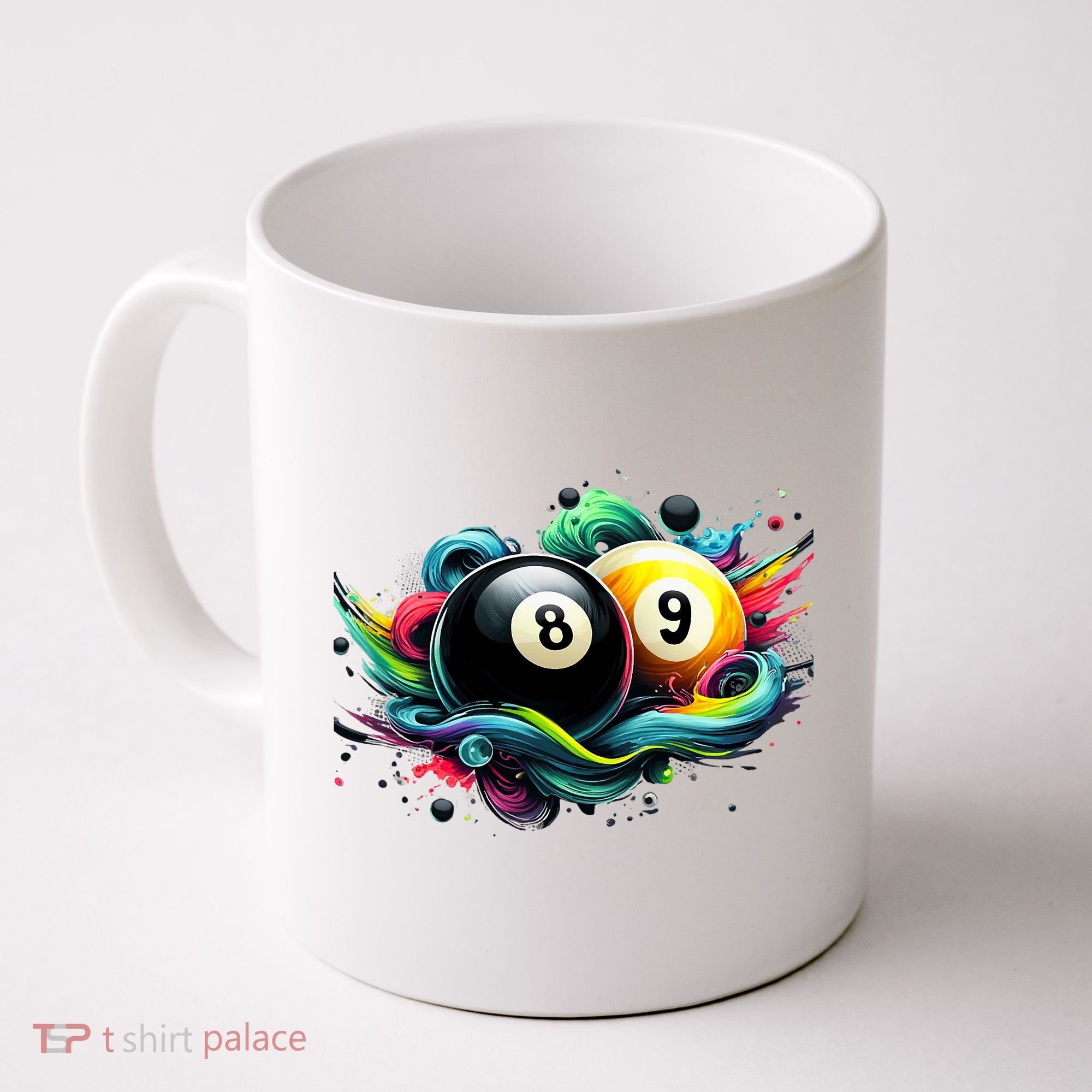 Billiards Pool Player 8 Ball 9 Ball Paint Art Billiard Balls Coffee Mug