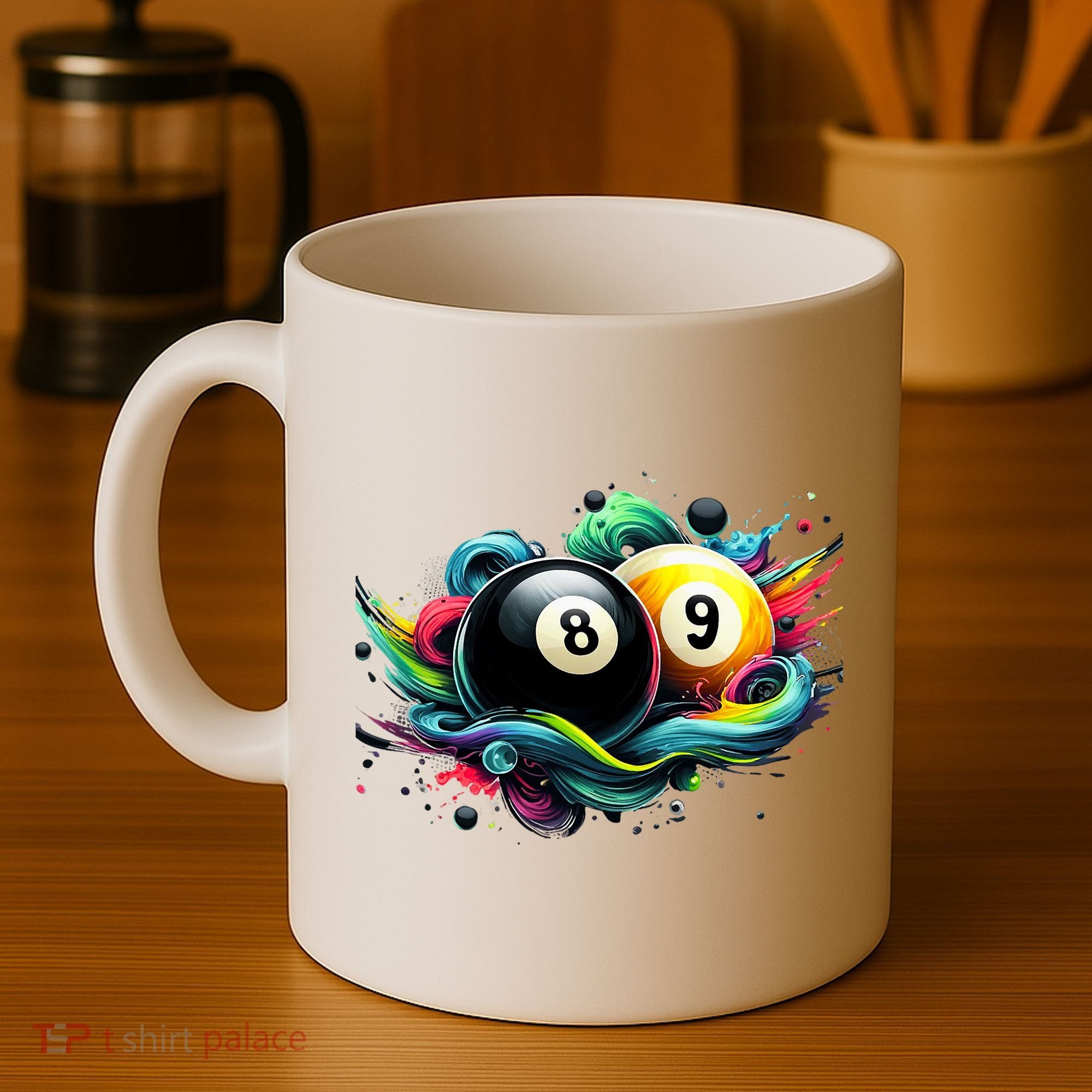 Billiards Pool Player 8 Ball 9 Ball Paint Art Billiard Balls Coffee Mug