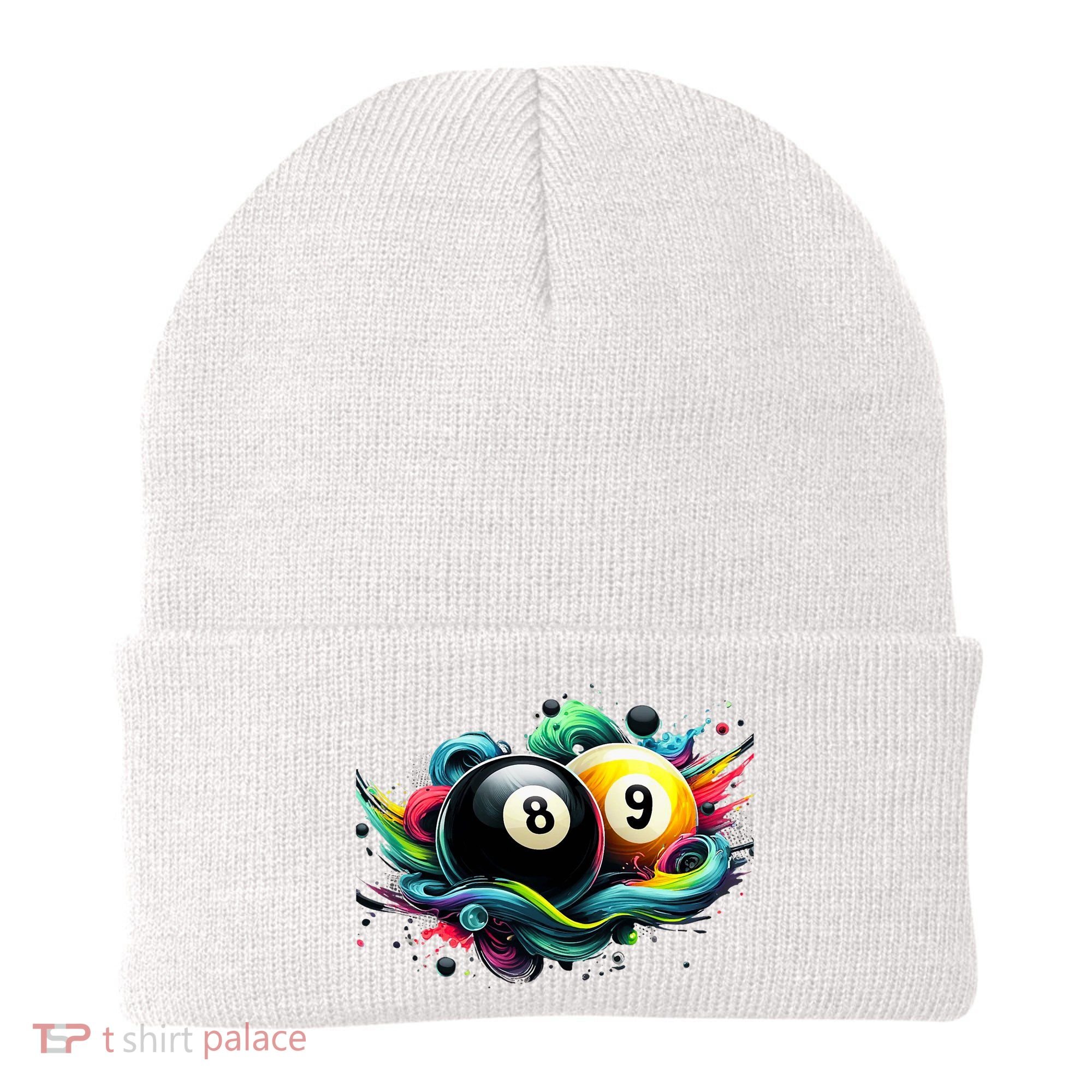 Billiards Pool Player 8 Ball 9 Ball Paint Art Billiard Balls Beanie