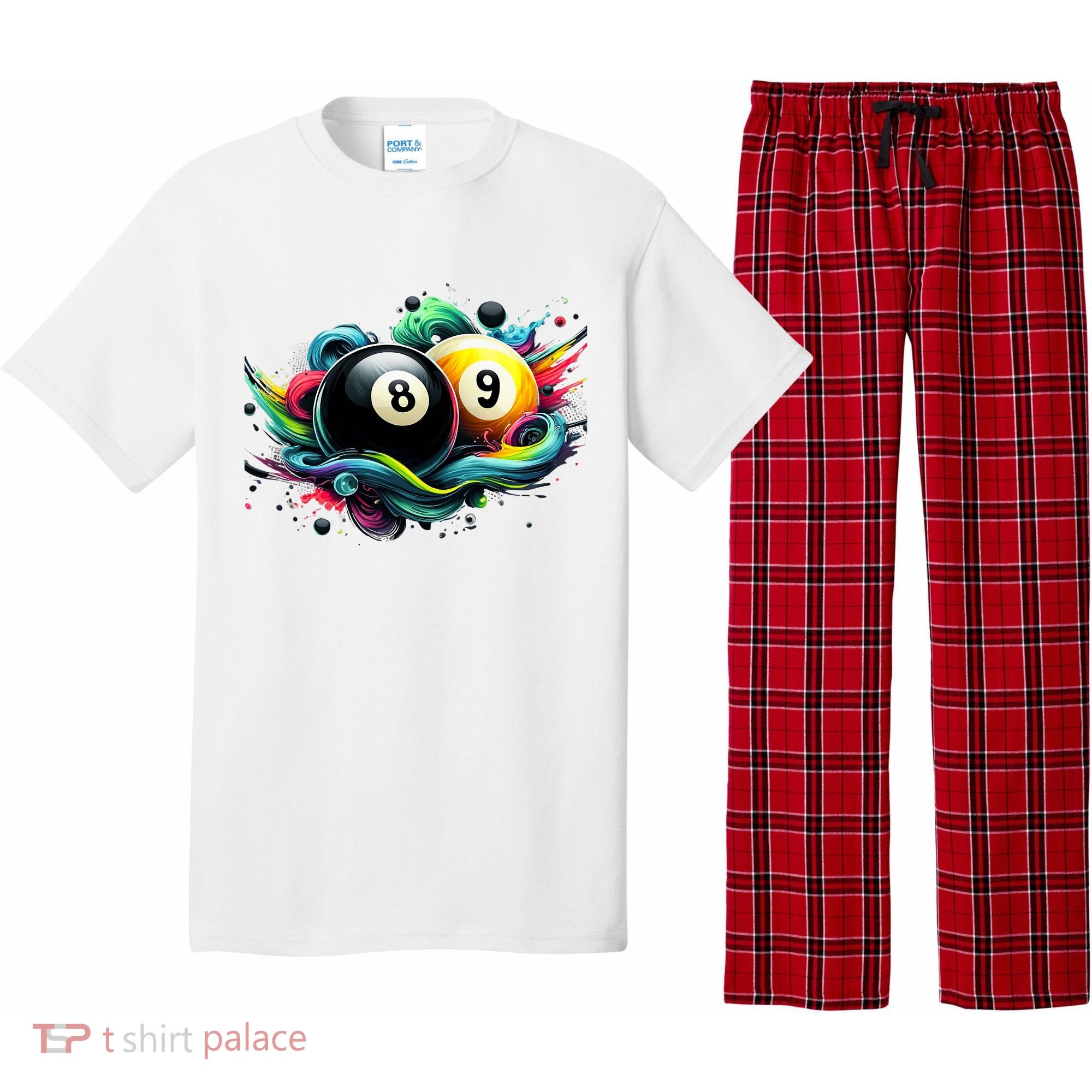 Billiards Pool Player 8 Ball 9 Ball Paint Art Billiard Balls Pajama Set