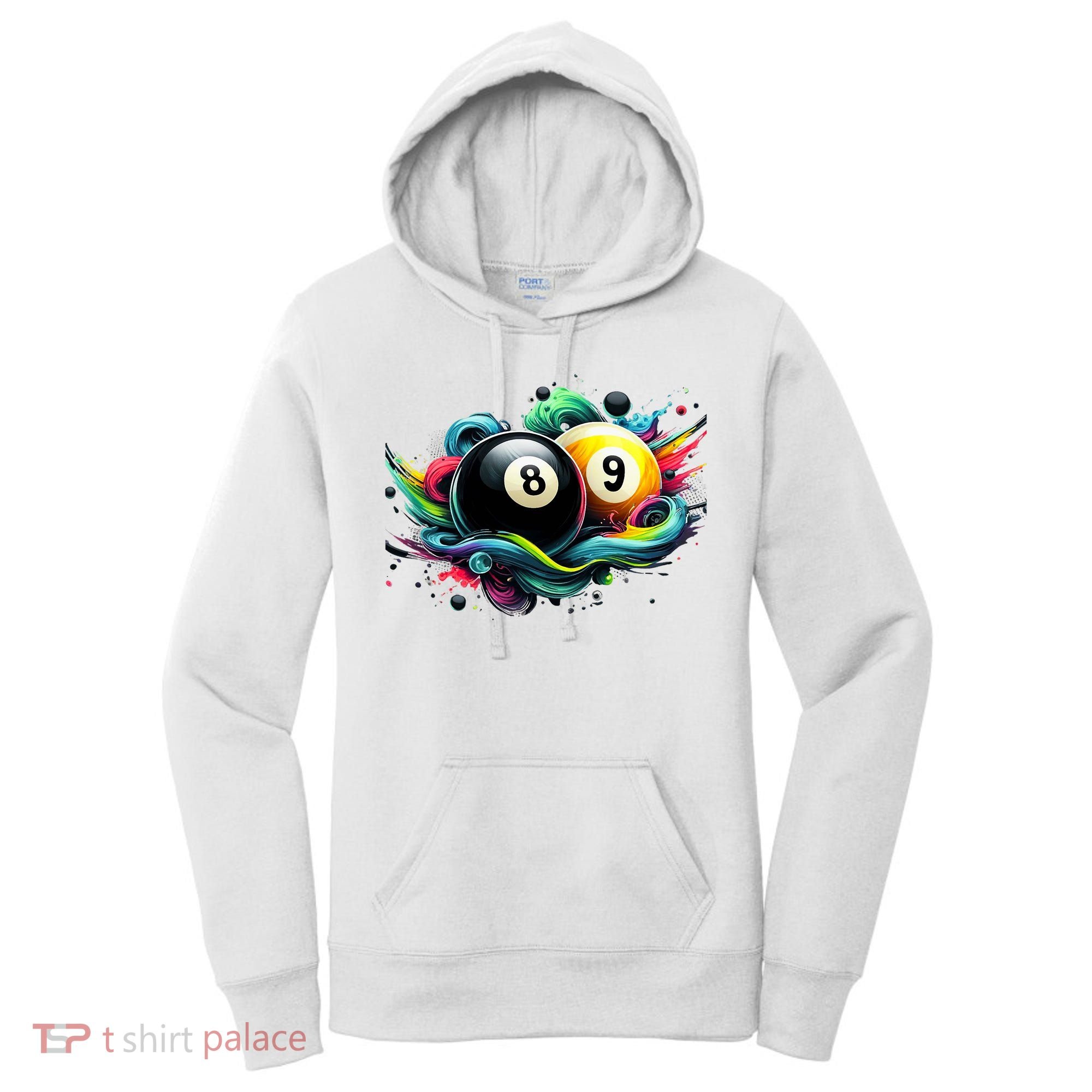 Billiards Pool Player 8 Ball 9 Ball Paint Art Billiard Balls Women's Hoodie
