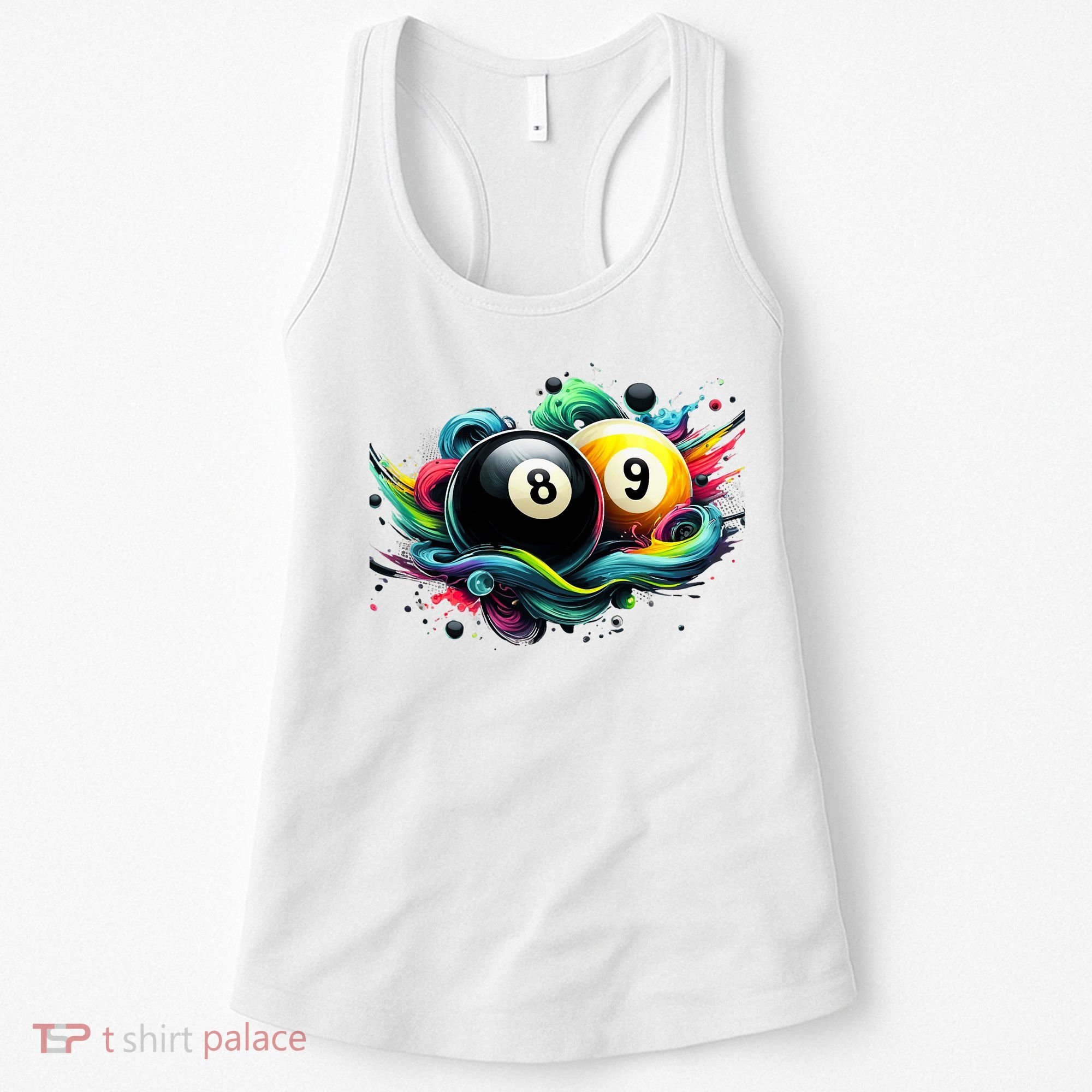 Billiards Pool Player 8 Ball 9 Ball Paint Art Billiard Balls Women's Tank Top