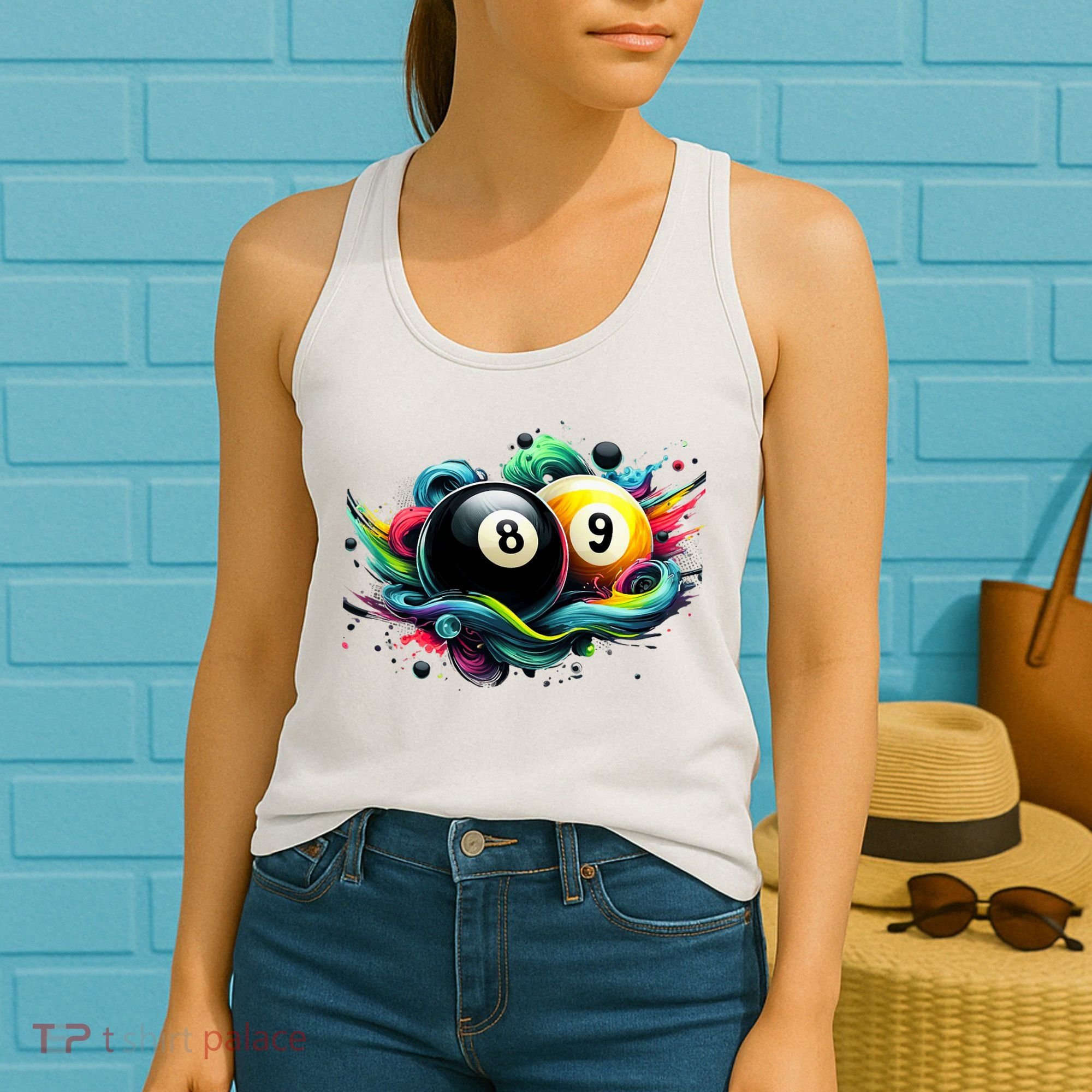Billiards Pool Player 8 Ball 9 Ball Paint Art Billiard Balls Women's Tank Top