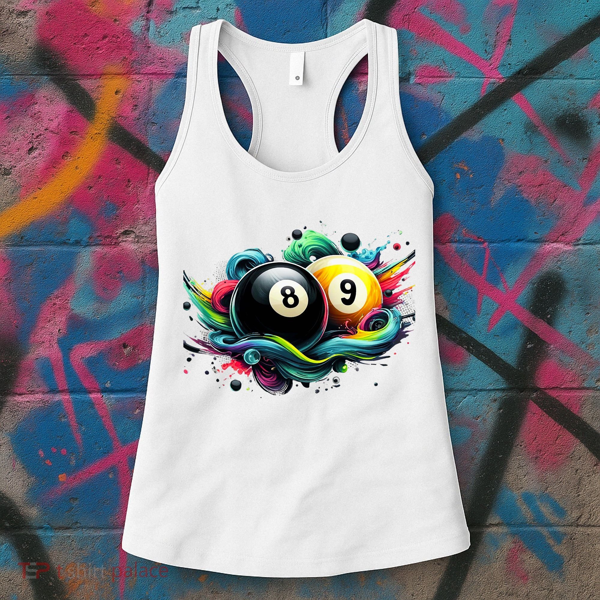 Billiards Pool Player 8 Ball 9 Ball Paint Art Billiard Balls Women's Tank Top