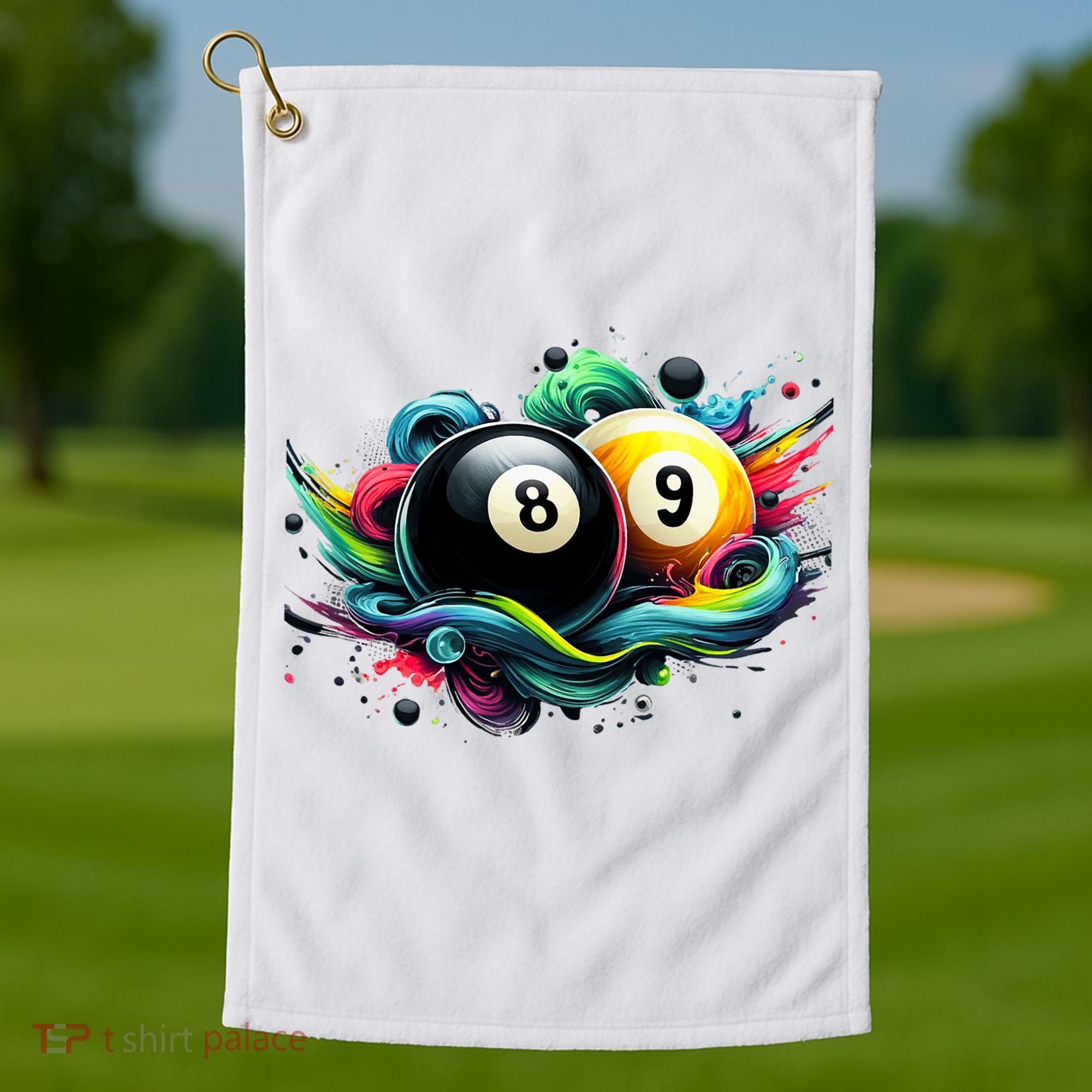 Billiards Pool Player 8 Ball 9 Ball Paint Art Billiard Balls Golf Towel