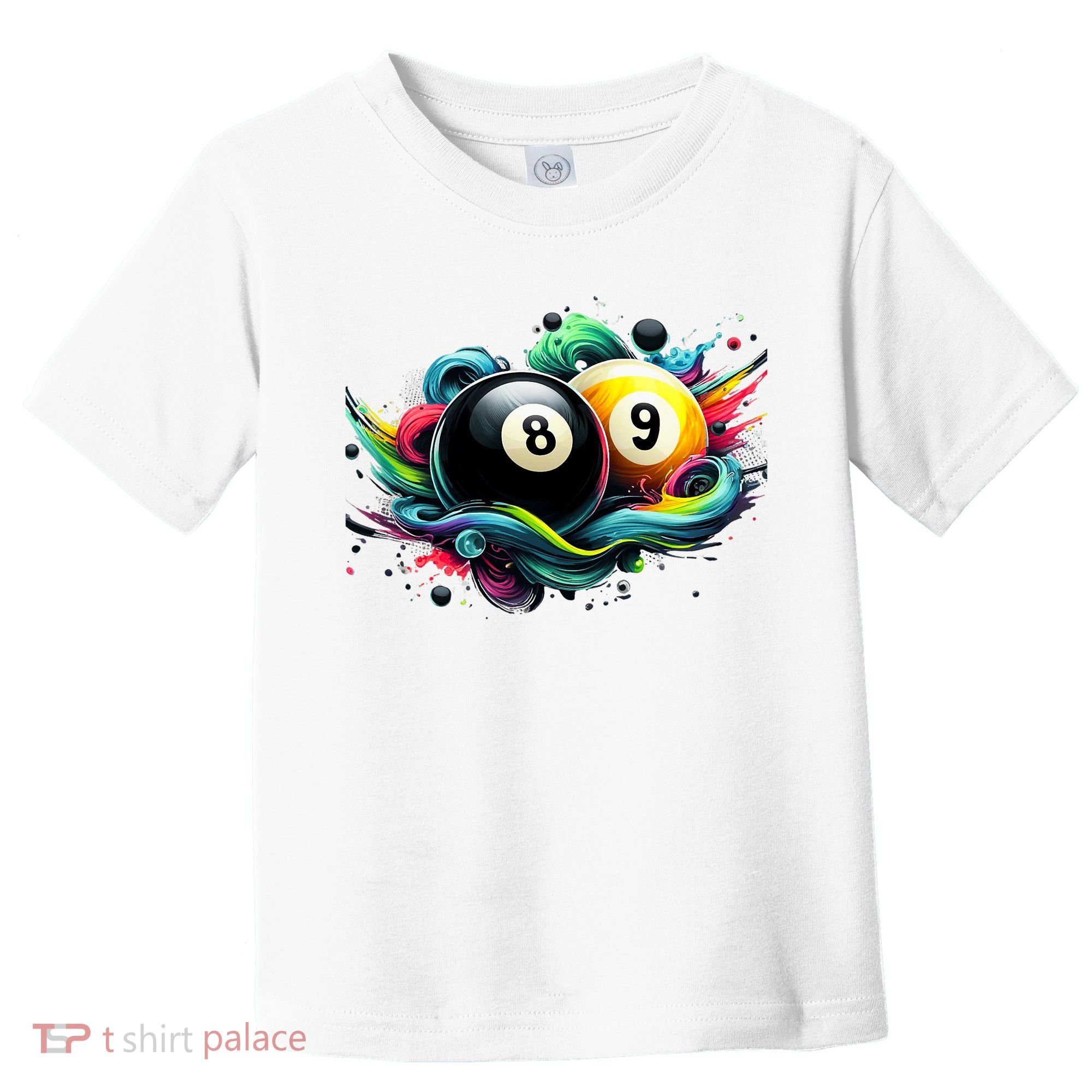 Billiards Pool Player 8 Ball 9 Ball Paint Art Billiard Balls Toddler T-Shirt