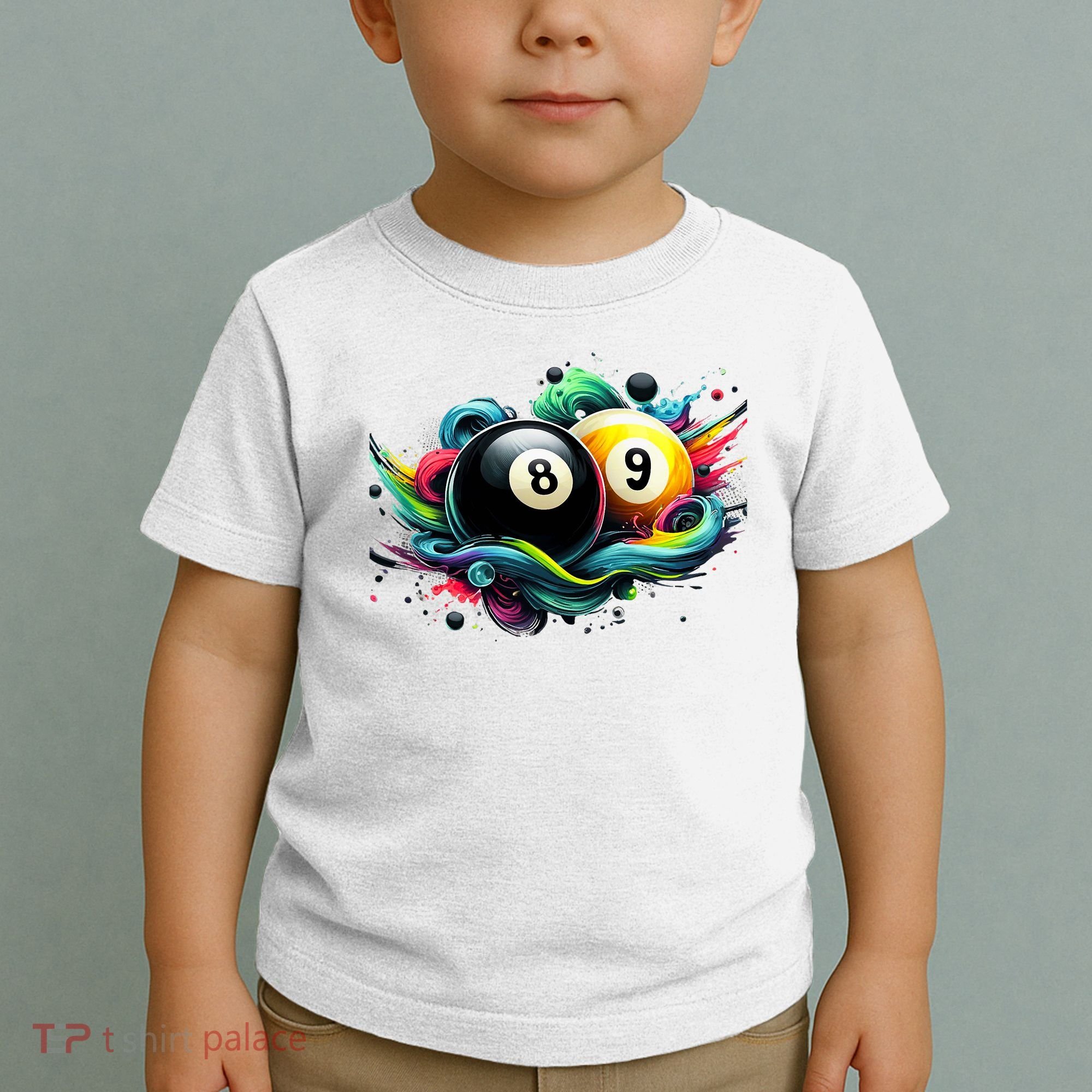 Billiards Pool Player 8 Ball 9 Ball Paint Art Billiard Balls Toddler T-Shirt
