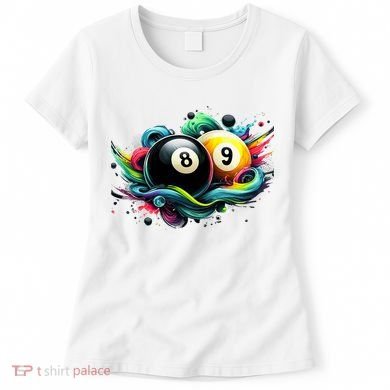 Billiards Pool Player 8 Ball 9 Ball Paint Art Billiard Balls Women's T-Shirt