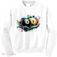 Billiards Pool Player 8 Ball 9 Ball Paint Art Billiard Balls Kids Sweatshirt thumb 0