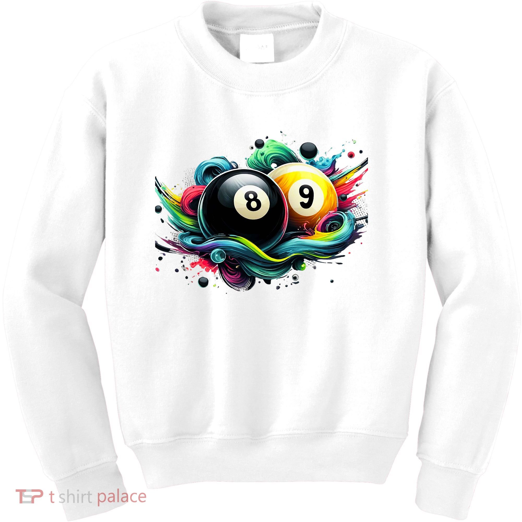 Billiards Pool Player 8 Ball 9 Ball Paint Art Billiard Balls Kids Sweatshirt