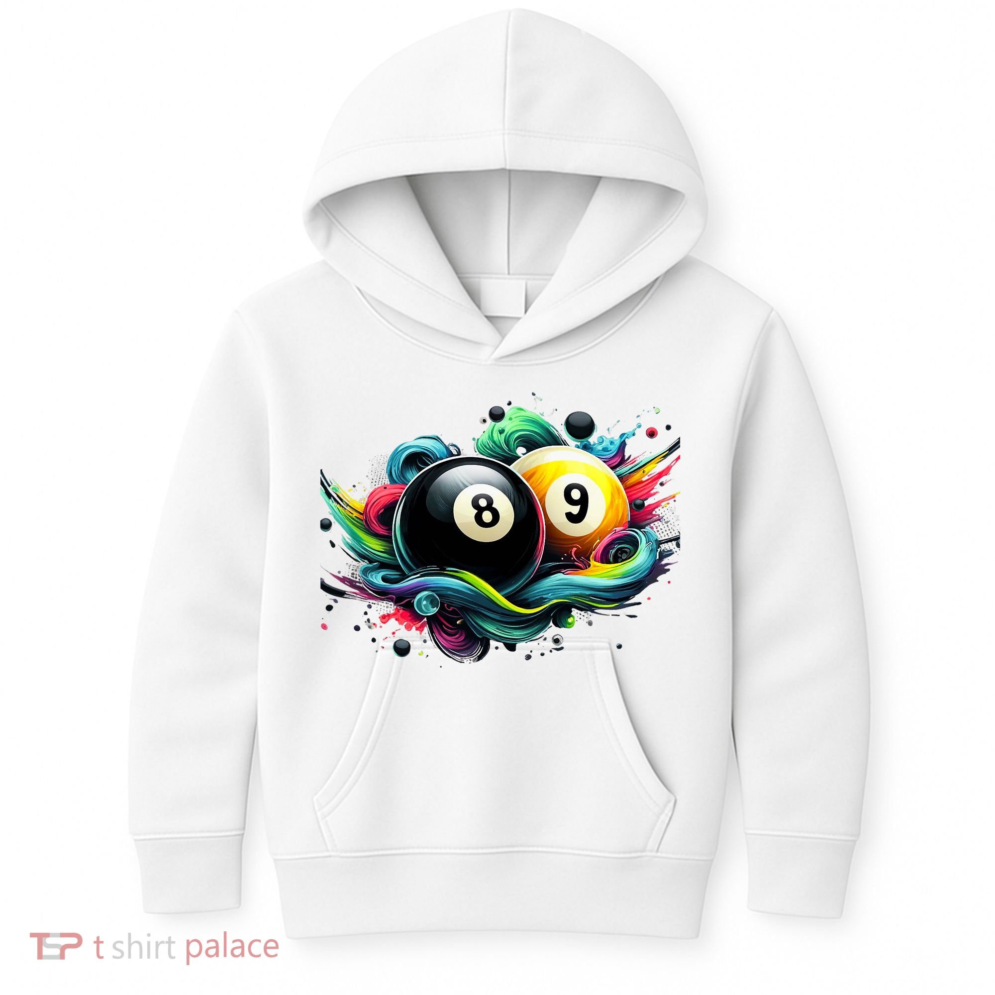 Billiards Pool Player 8 Ball 9 Ball Paint Art Billiard Balls Kids Hoodie