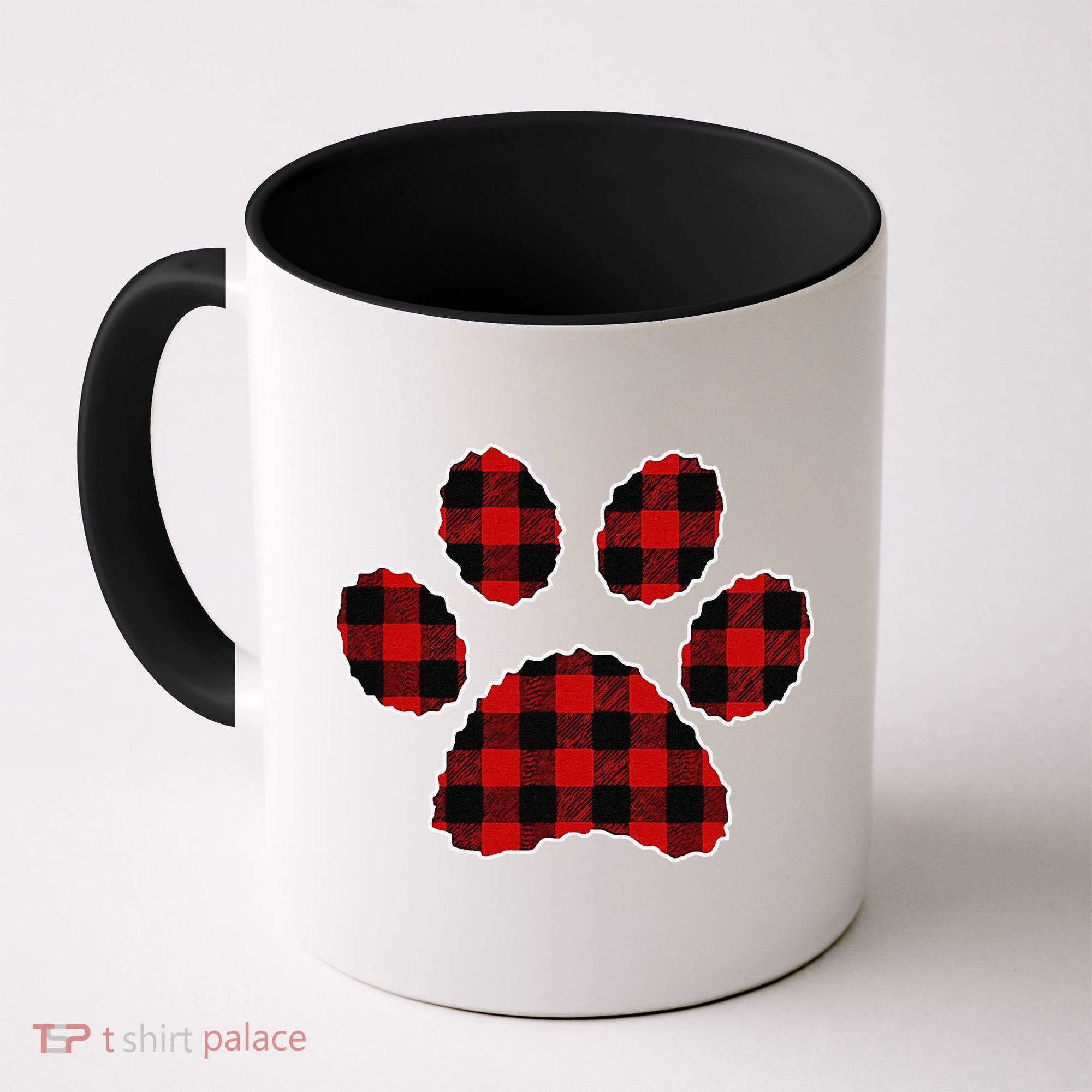 Buffalo Plaid Paw Print Dog Or Cat Lovers Christmas Coffee Mug