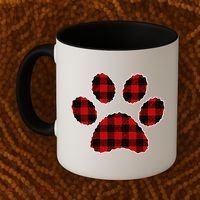 Buffalo Plaid Paw Print Dog Or Cat Lovers Christmas Coffee Mug thumb 2