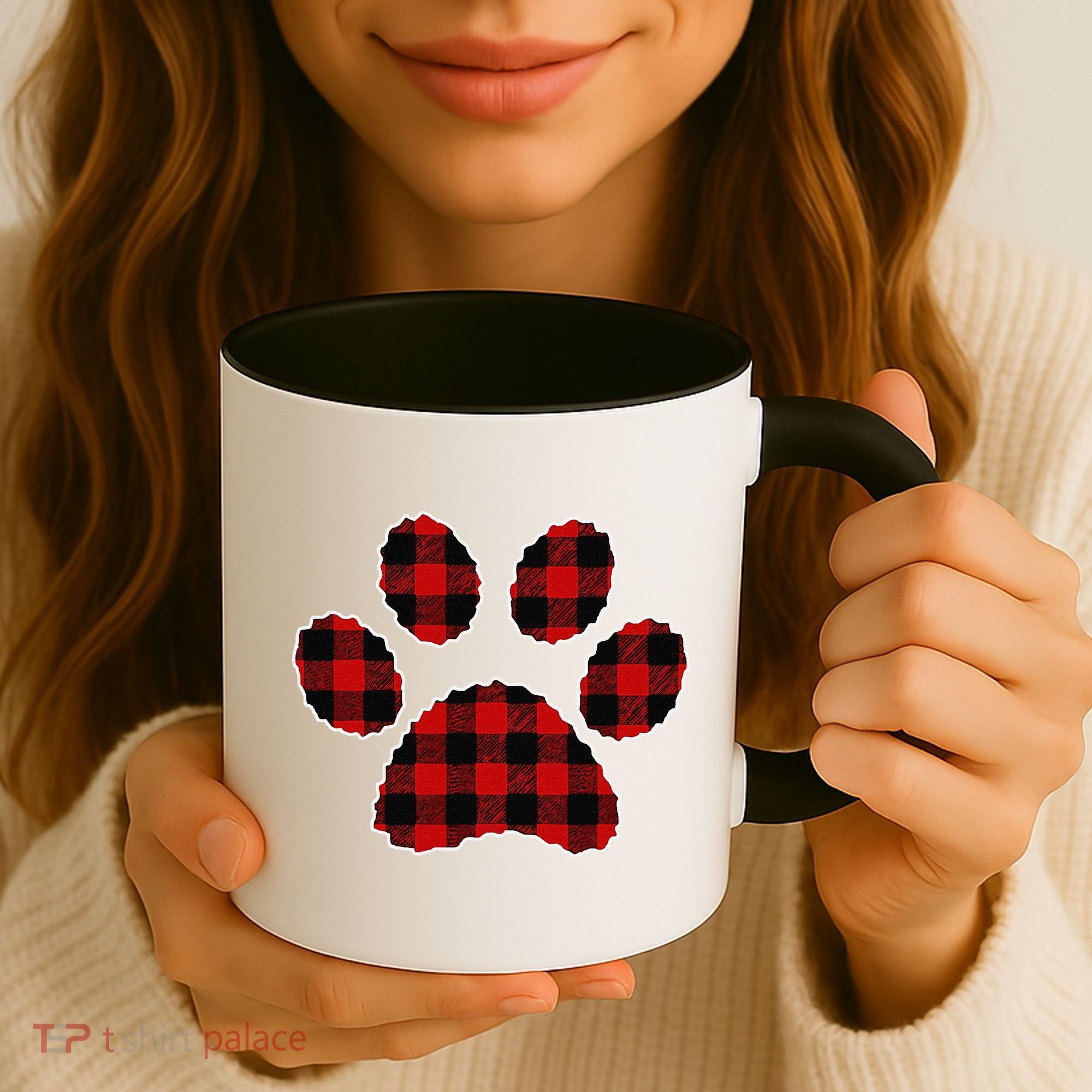 Buffalo Plaid Paw Print Dog Or Cat Lovers Christmas Coffee Mug