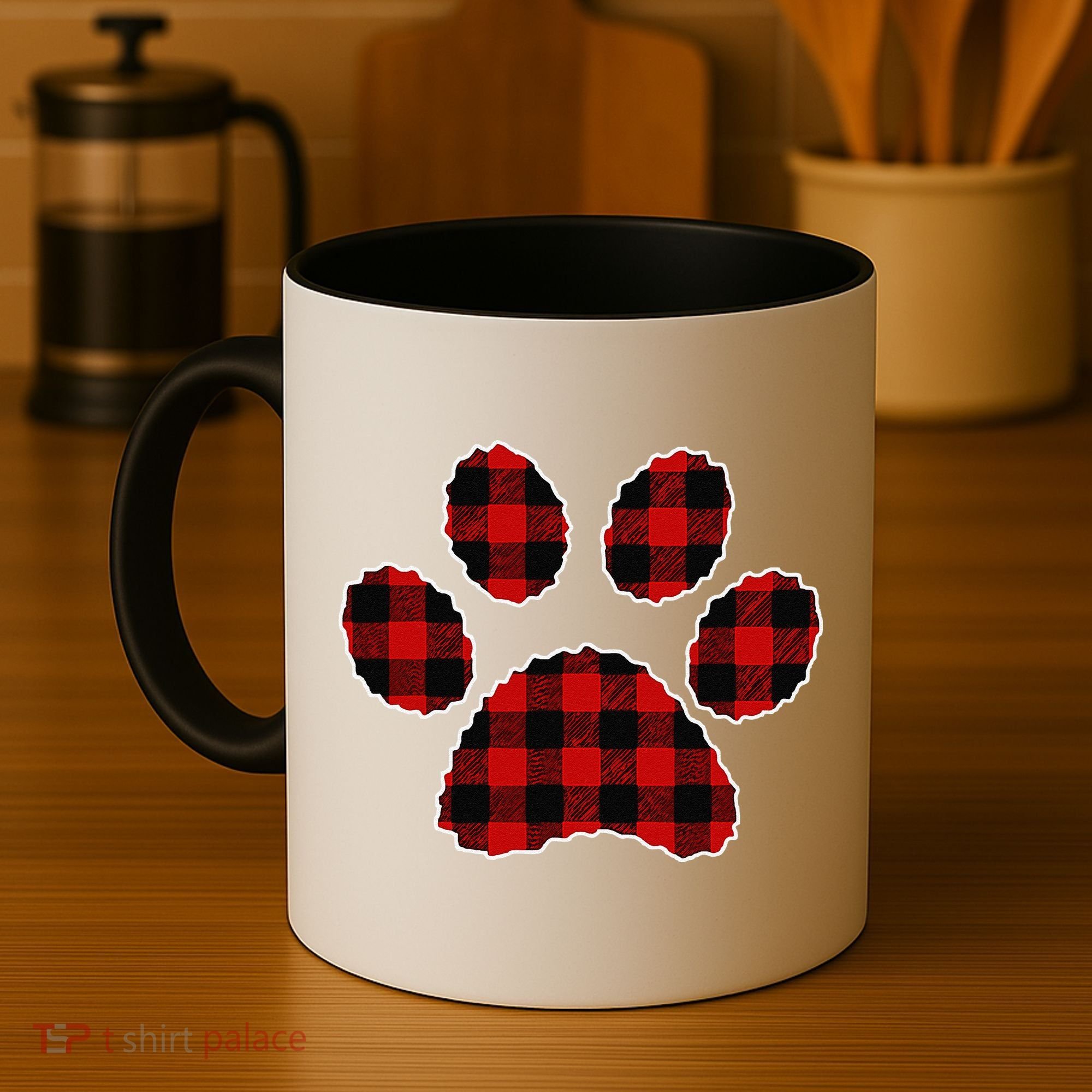 Buffalo Plaid Paw Print Dog Or Cat Lovers Christmas Coffee Mug