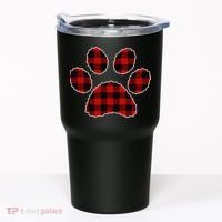 Buffalo Plaid Paw Print Dog Or Cat Lovers Christmas Tumbler thumb 0