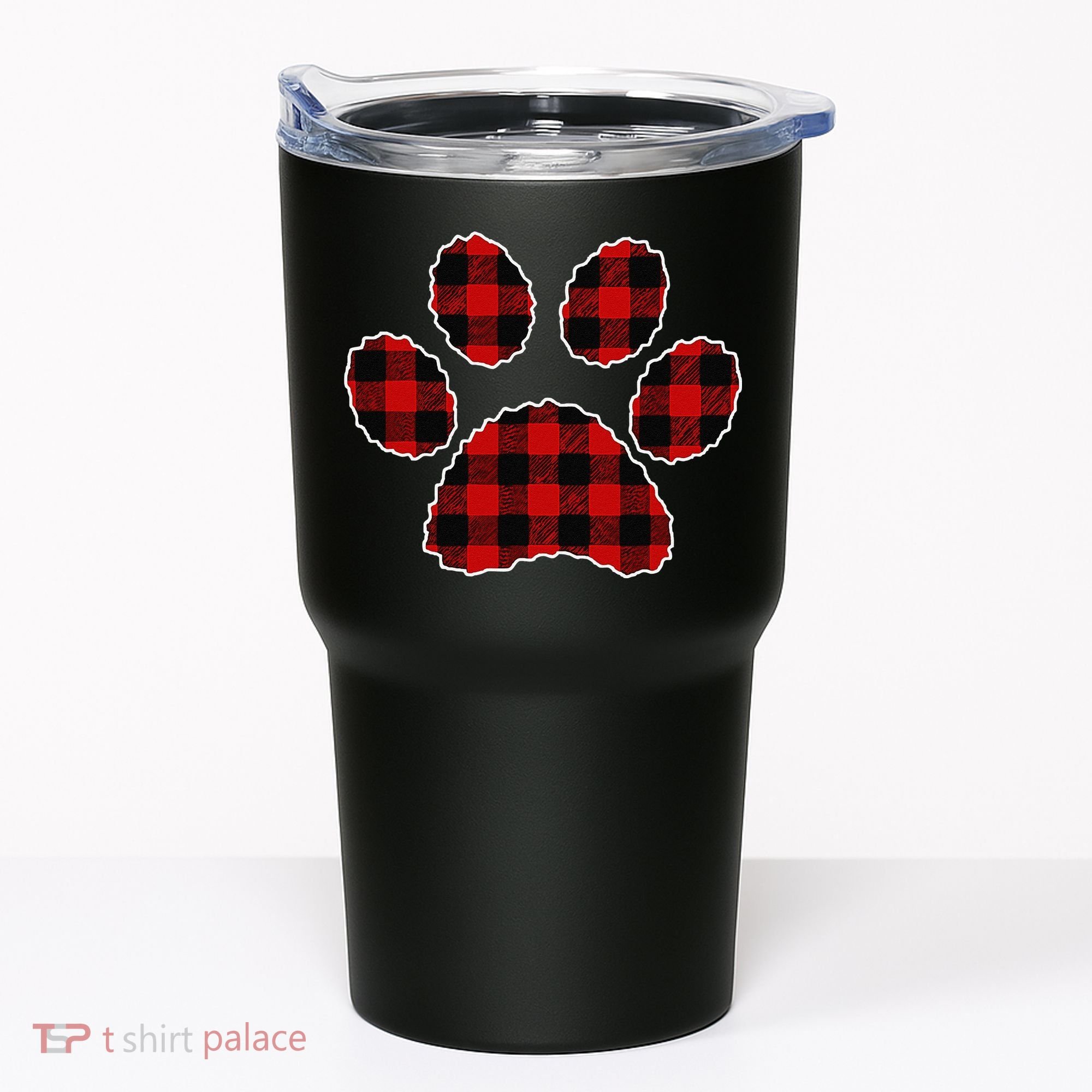 Buffalo Plaid Paw Print Dog Or Cat Lovers Christmas Tumbler