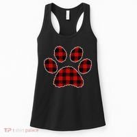Buffalo Plaid Paw Print Dog Or Cat Lovers Christmas Women's Tank Top thumb 0