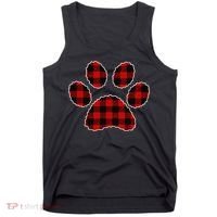 Buffalo Plaid Paw Print Dog Or Cat Lovers Christmas Tank Top thumb 0